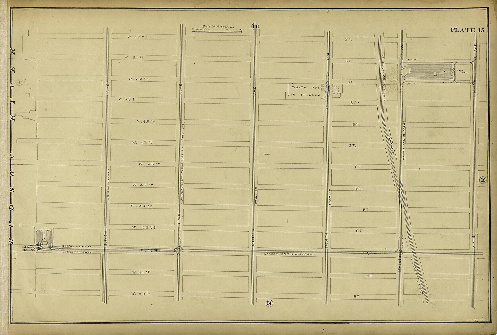 This old map of Plate 15 from Atlas of the City of New York Lying South of 166th St. Showing Surface Railroads from 1896 was created by Metropolitan Street Railway Company. Maintenance of Way Department in 1896