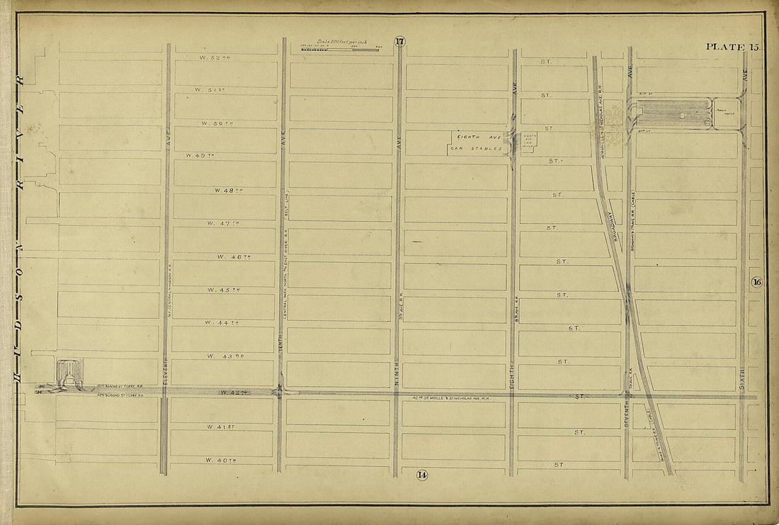 This old map of Plate 15 from Atlas of the City of New York Lying South of 166th St. Showing Surface Railroads from 1896 was created by Metropolitan Street Railway Company. Maintenance of Way Department in 1896