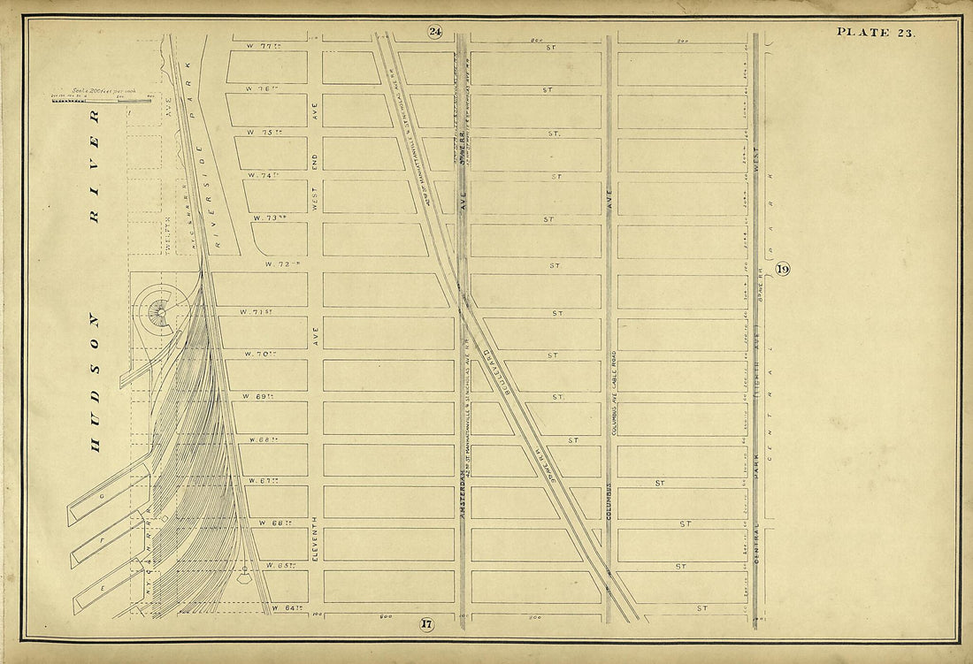 This old map of Plate 23 from Atlas of the City of New York Lying South of 166th St. Showing Surface Railroads from 1896 was created by Metropolitan Street Railway Company. Maintenance of Way Department in 1896