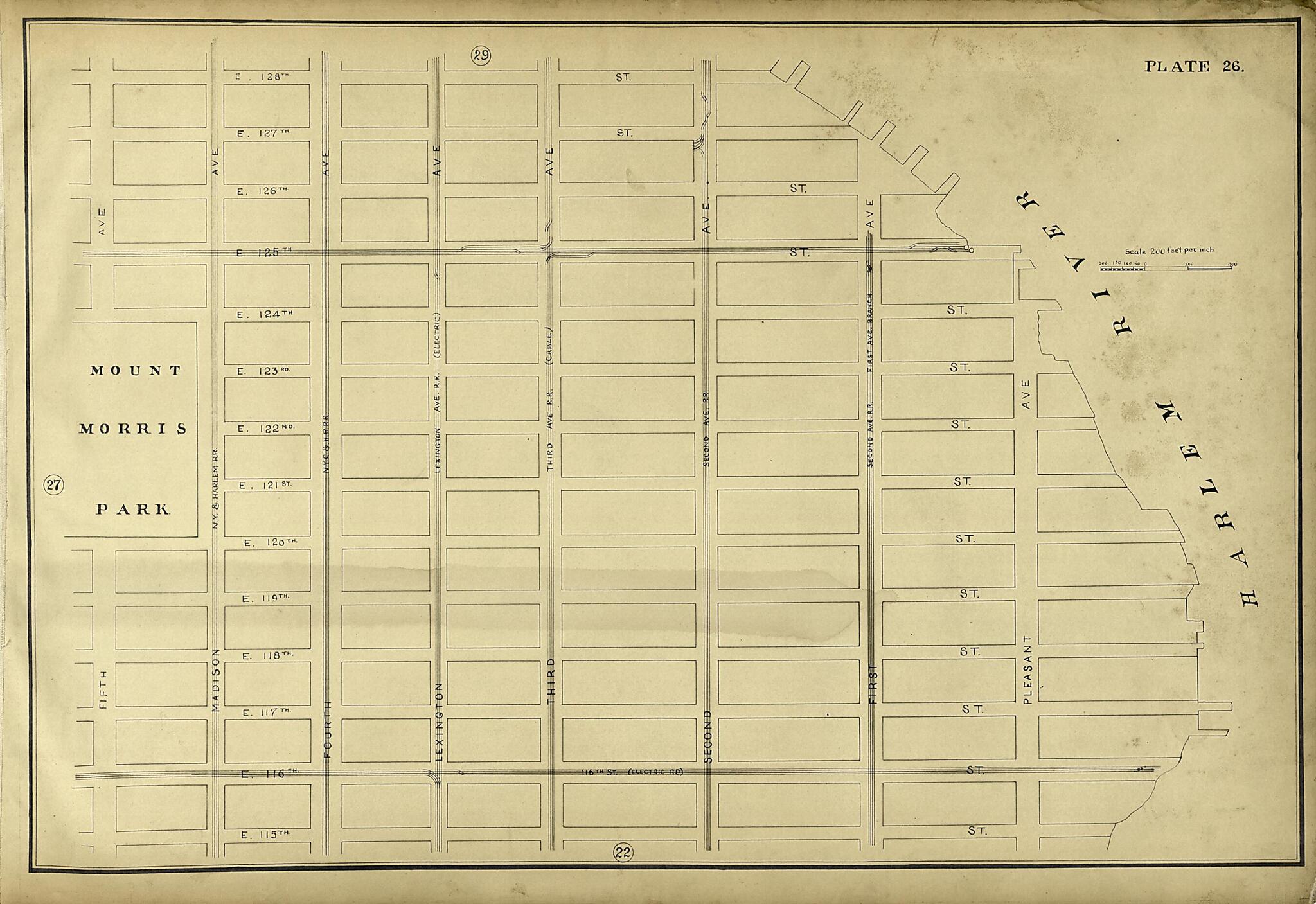 This old map of Plate 26 from Atlas of the City of New York Lying South of 166th St. Showing Surface Railroads from 1896 was created by Metropolitan Street Railway Company. Maintenance of Way Department in 1896