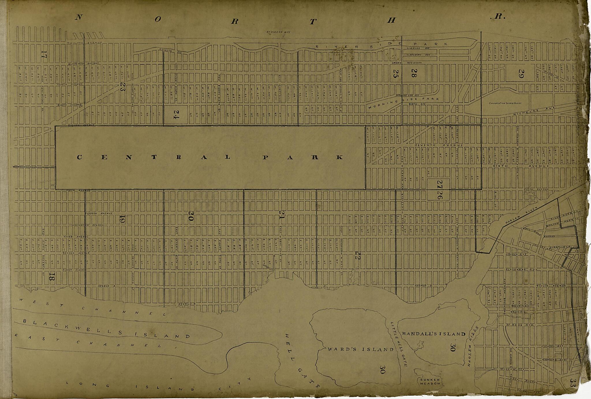 This old map of Central Park and Surrounding Area from Atlas of the City of New York Lying South of 166th St. Showing Surface Railroads from 1896 was created by Metropolitan Street Railway Company. Maintenance of Way Department in 1896