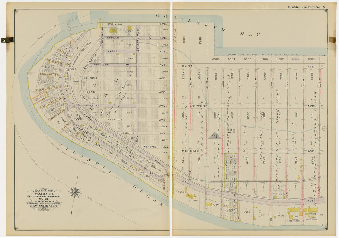 This old map of Image 14 of Atlas of the Brooklyn Borough of the City of New York : Originally Kings Co., Complete In Three Volumes : Based Upon Official Maps and Plans On File In the Various City Offices In the Municipal Building and Registers Office (H