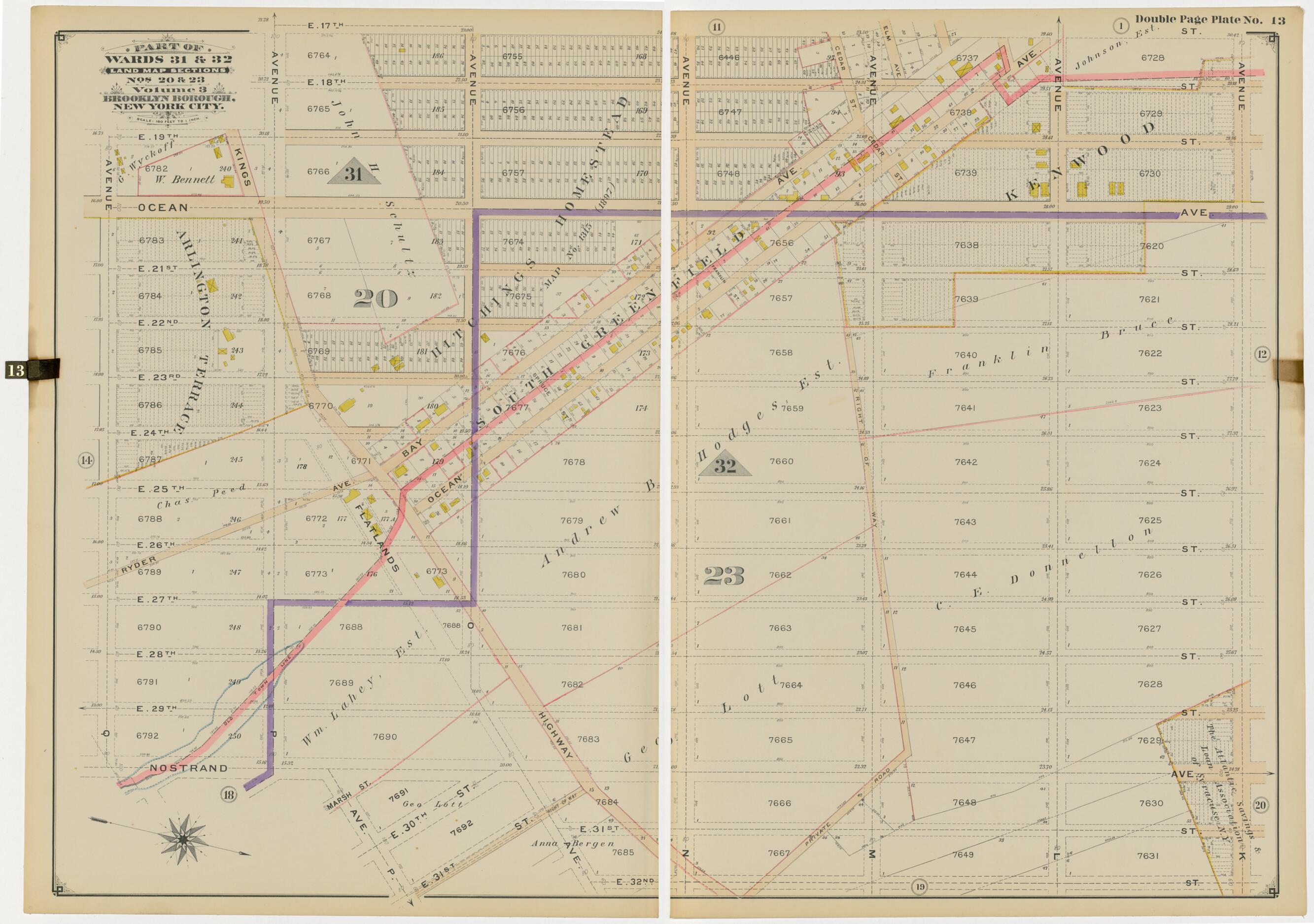 This old map of Image 30 of Atlas of the Brooklyn Borough of the City of New York : Originally Kings Co., Complete In Three Volumes : Based Upon Official Maps and Plans On File In the Various City Offices In the Municipal Building and Registers Office (H