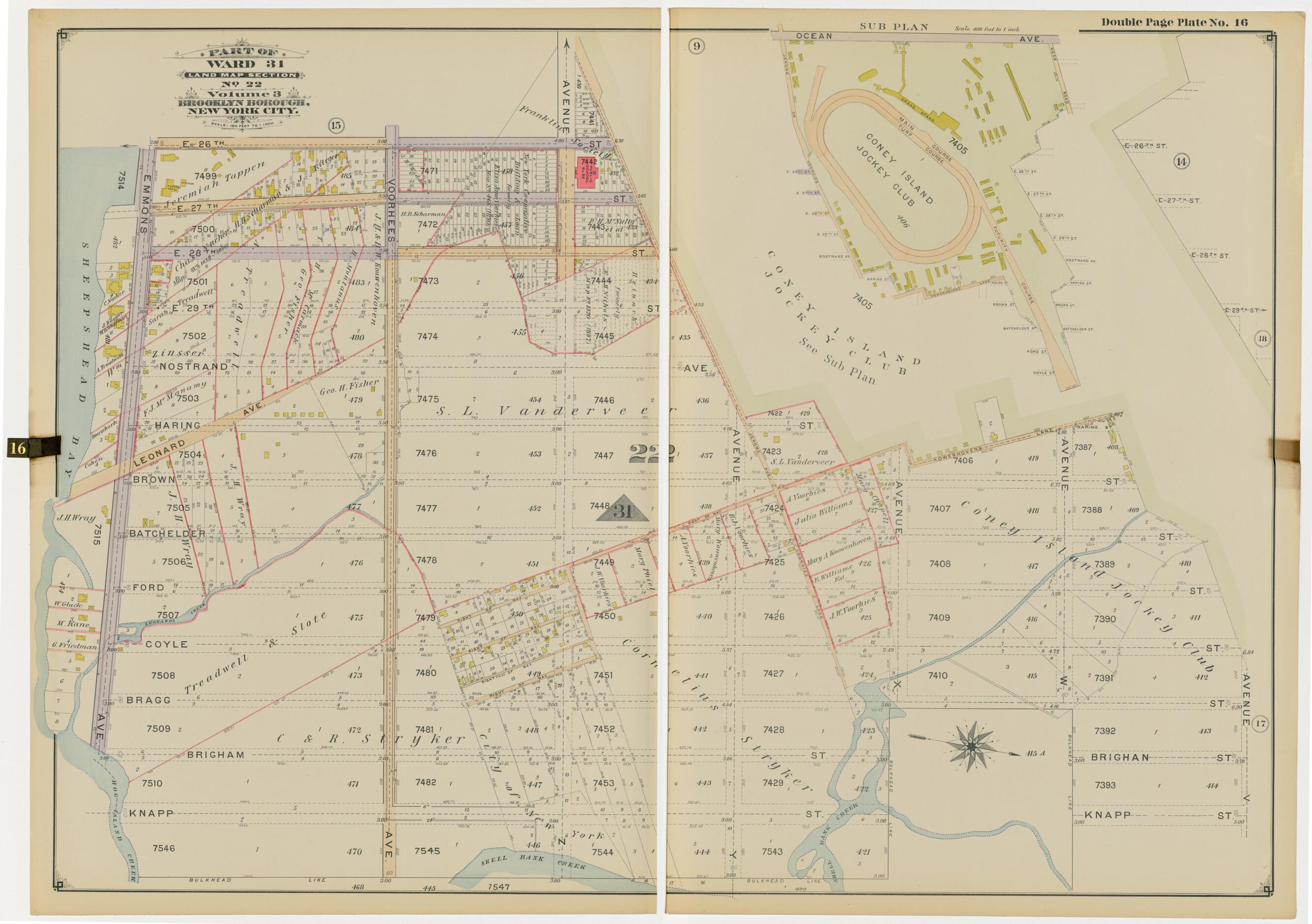 This old map of Image 36 of Atlas of the Brooklyn Borough of the City of New York : Originally Kings Co., Complete In Three Volumes : Based Upon Official Maps and Plans On File In the Various City Offices In the Municipal Building and Registers Office (H