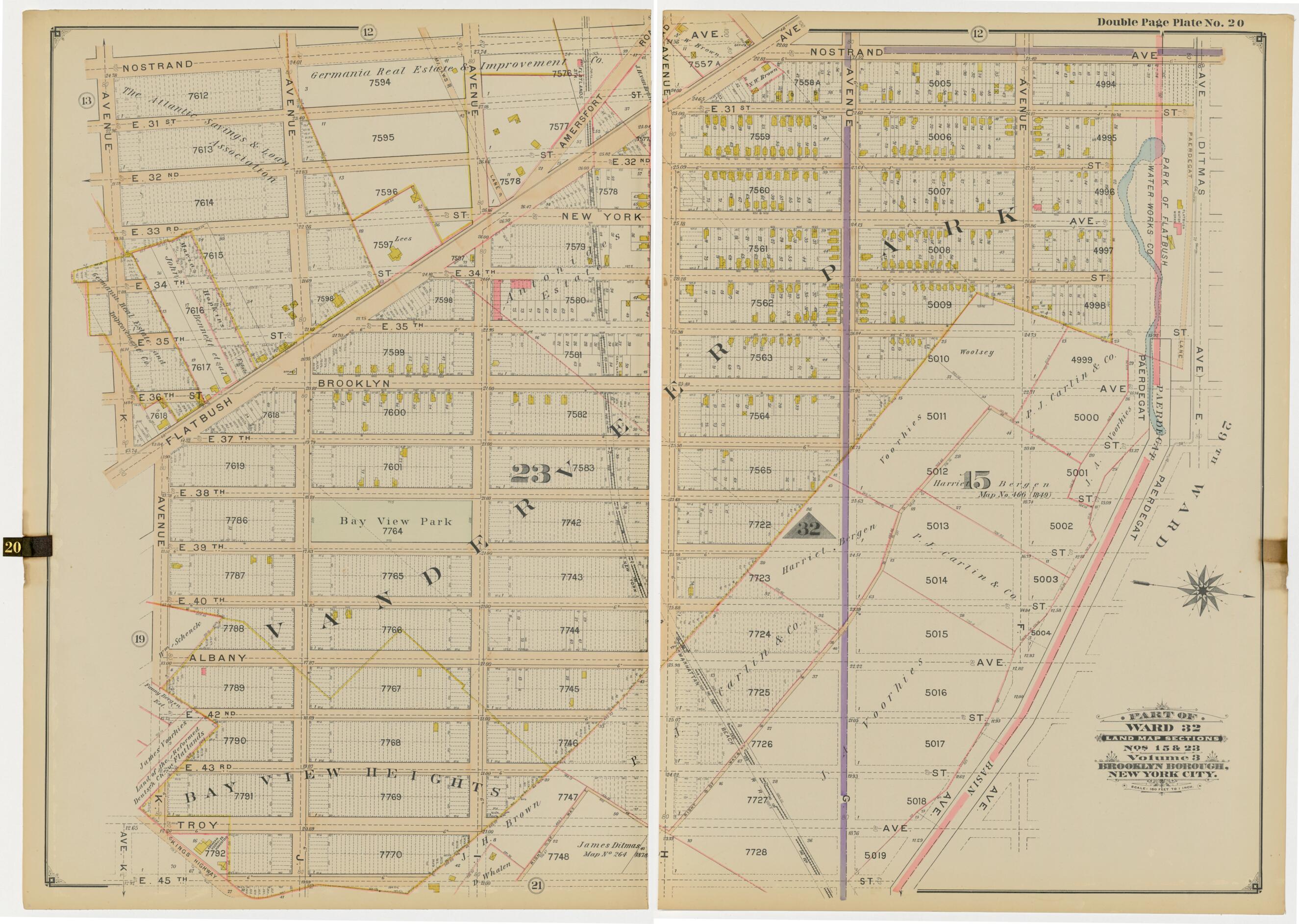 This old map of Image 44 of Atlas of the Brooklyn Borough of the City of New York : Originally Kings Co., Complete In Three Volumes : Based Upon Official Maps and Plans On File In the Various City Offices In the Municipal Building and Registers Office (H