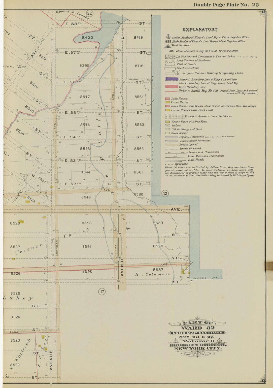 This old map of Image 51 of Atlas of the Brooklyn Borough of the City of New York : Originally Kings Co., Complete In Three Volumes : Based Upon Official Maps and Plans On File In the Various City Offices In the Municipal Building and Registers Office (H