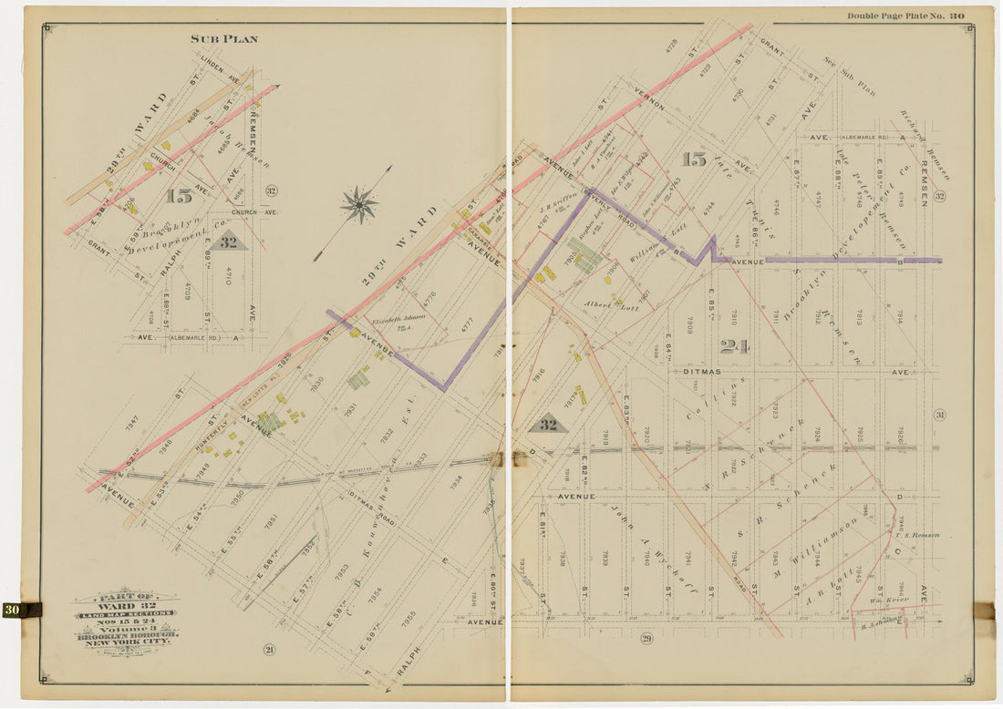 This old map of Image 64 of Atlas of the Brooklyn Borough of the City of New York : Originally Kings Co., Complete In Three Volumes : Based Upon Official Maps and Plans On File In the Various City Offices In the Municipal Building and Registers Office (H