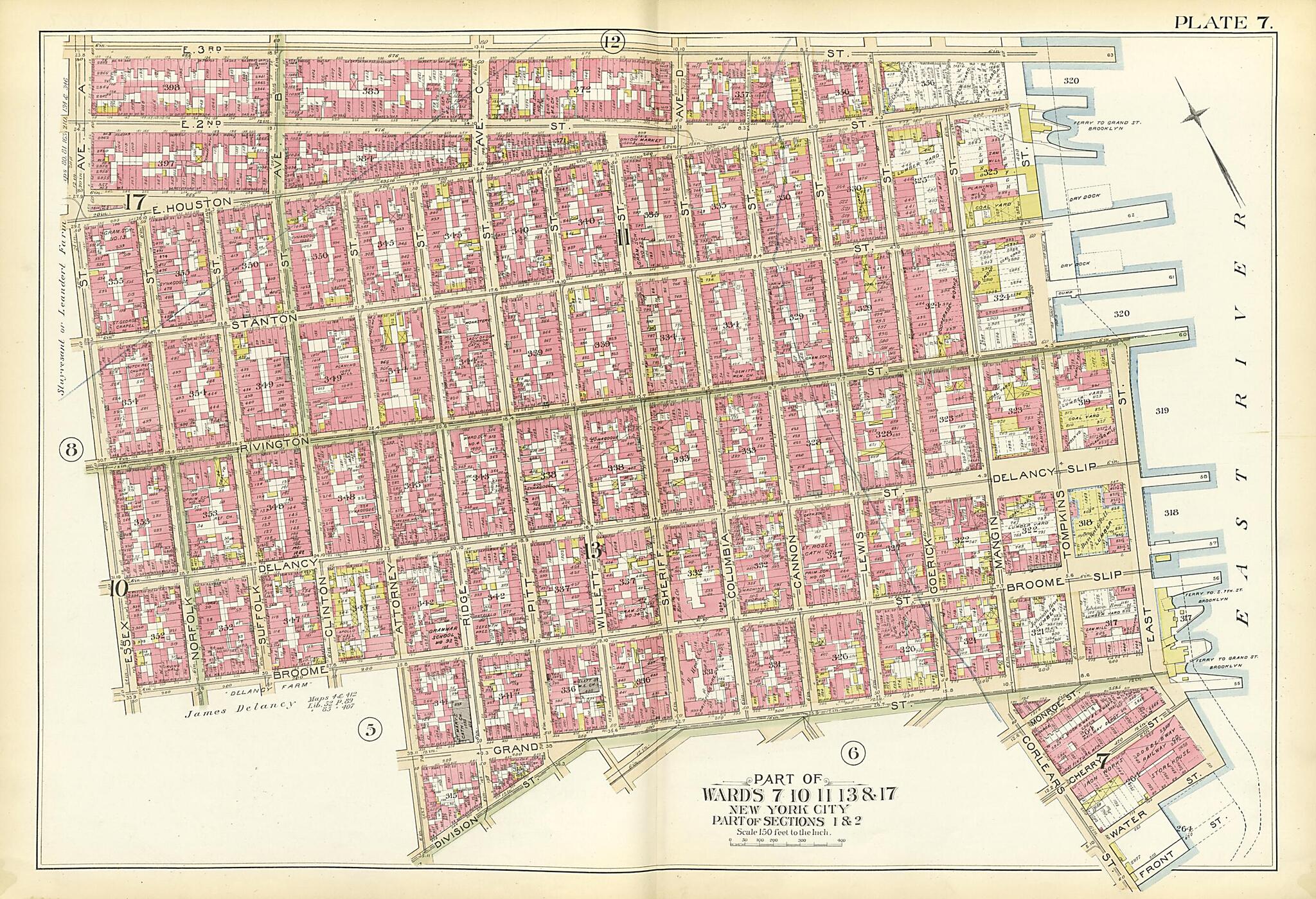 This old map of Part of Wards 7, 10, 11, 13 & 17 from Atlas of the City of New York, Manhattan Island from 1894 was created by G.W. Bromley & Co in 1894