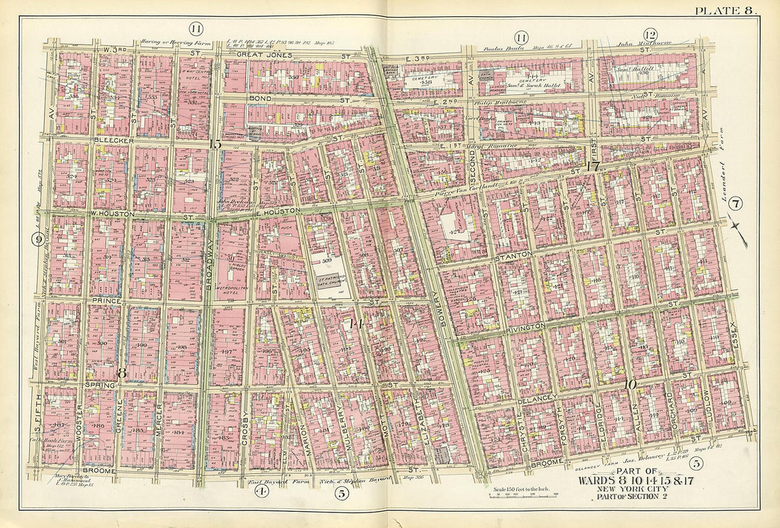 This old map of Part of Wards 8, 10, 14, 15 & 17 from Atlas of the City of New York, Manhattan Island from 1894 was created by G.W. Bromley & Co in 1894