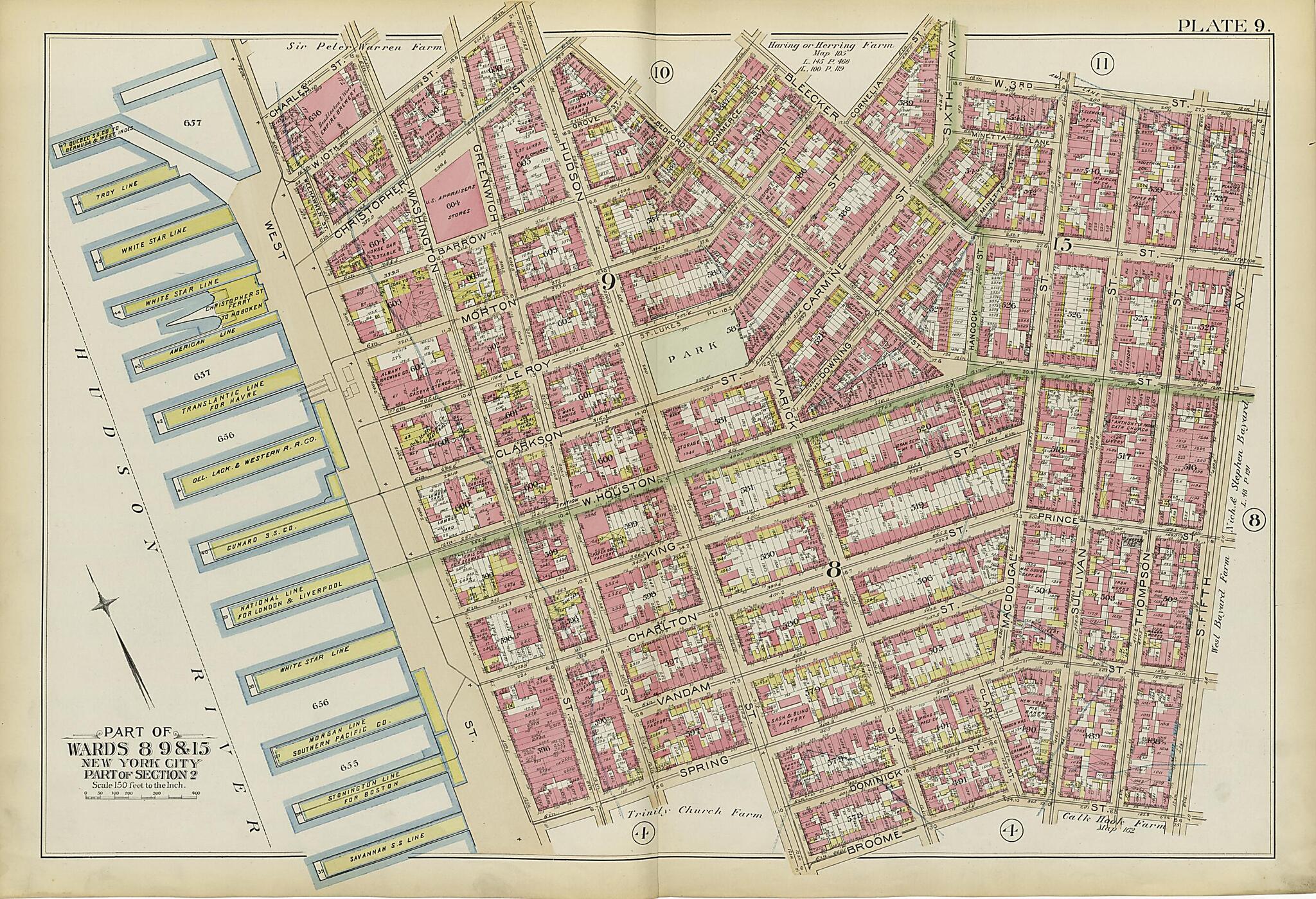 This old map of Part of Wards 8, 9 & 15 from Atlas of the City of New York, Manhattan Island from 1894 was created by G.W. Bromley & Co in 1894