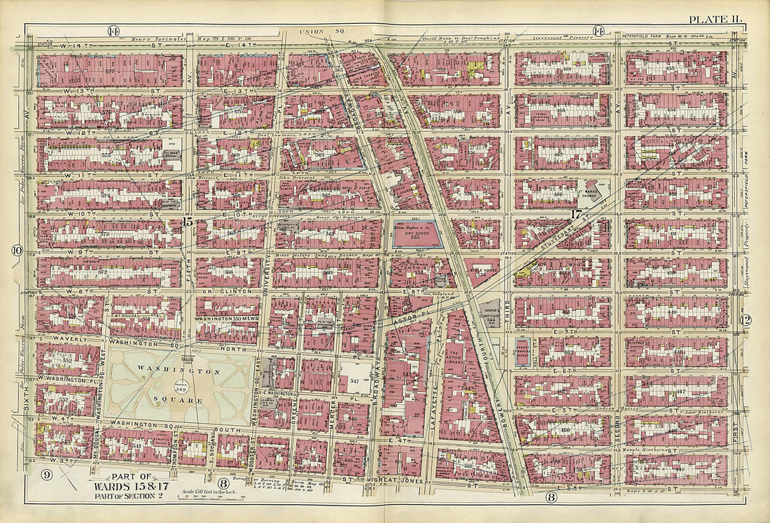 This old map of Part of Wards 15 & 17 from Atlas of the City of New York, Manhattan Island from 1894 was created by G.W. Bromley & Co in 1894