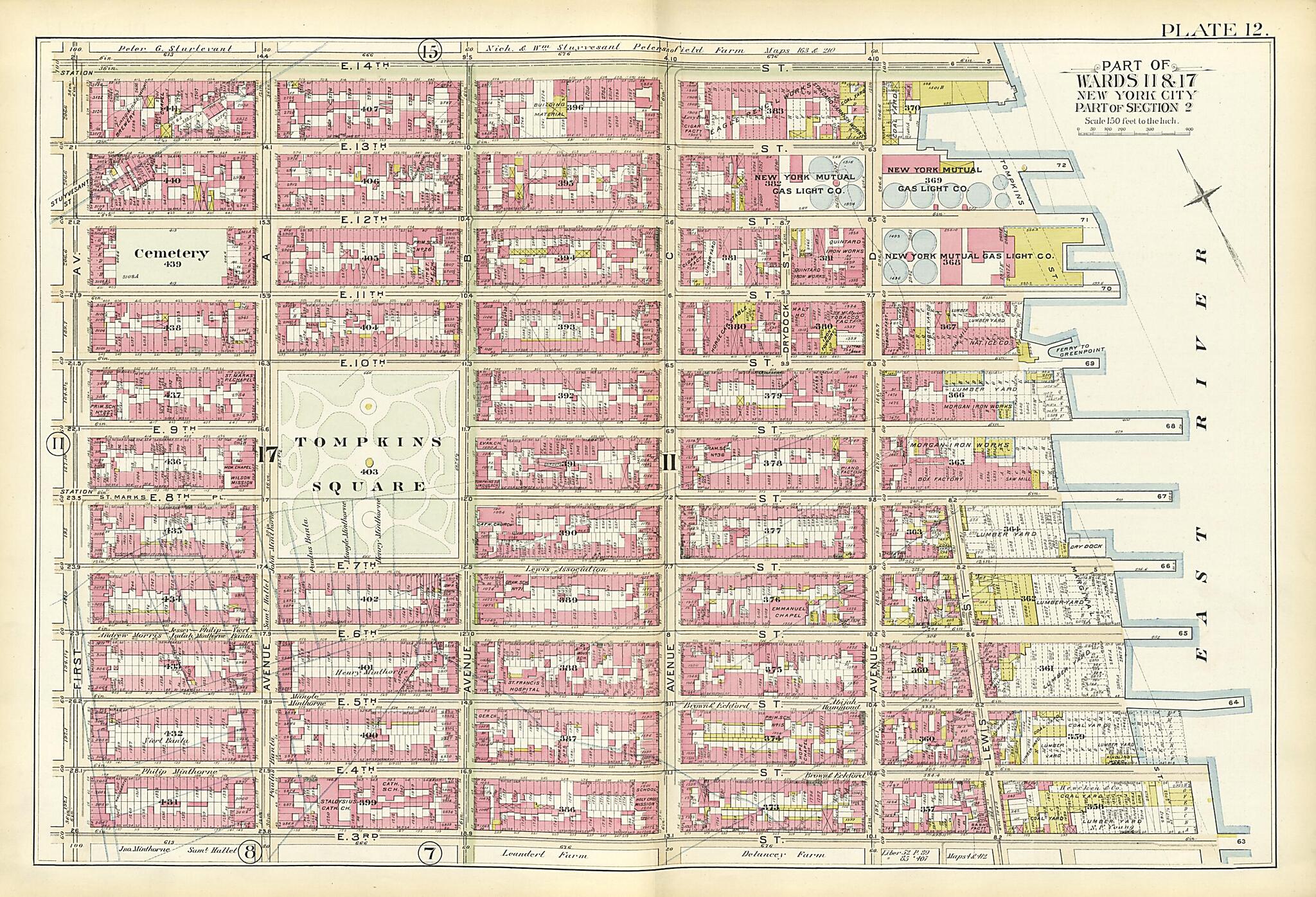 This old map of Part of Wards 11 & 17 from Atlas of the City of New York, Manhattan Island from 1894 was created by G.W. Bromley & Co in 1894