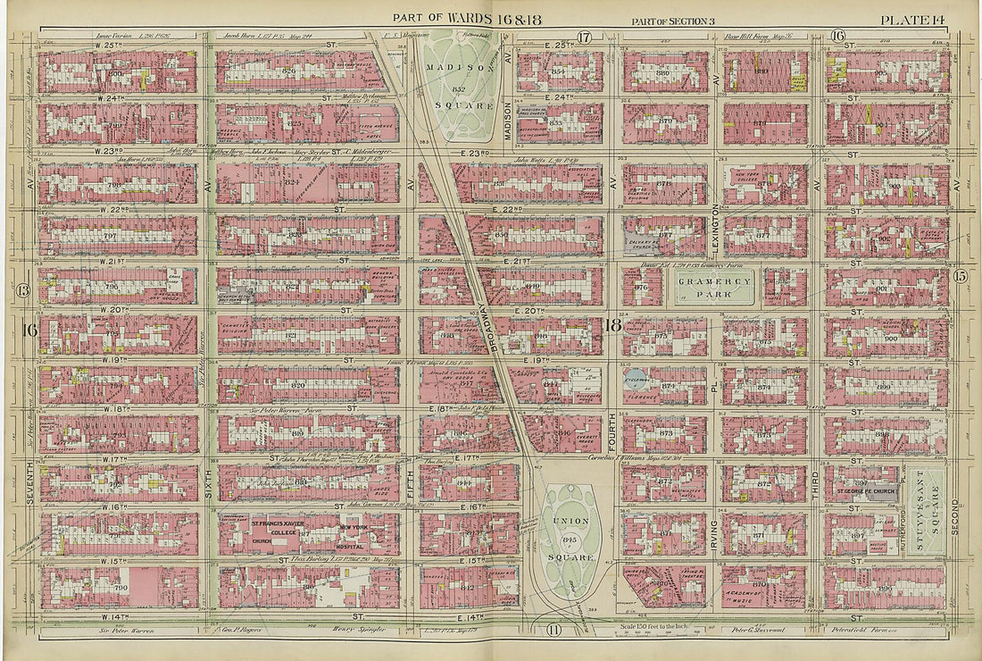This old map of Part of Wards 16 & 18 from Atlas of the City of New York, Manhattan Island from 1894 was created by G.W. Bromley & Co in 1894