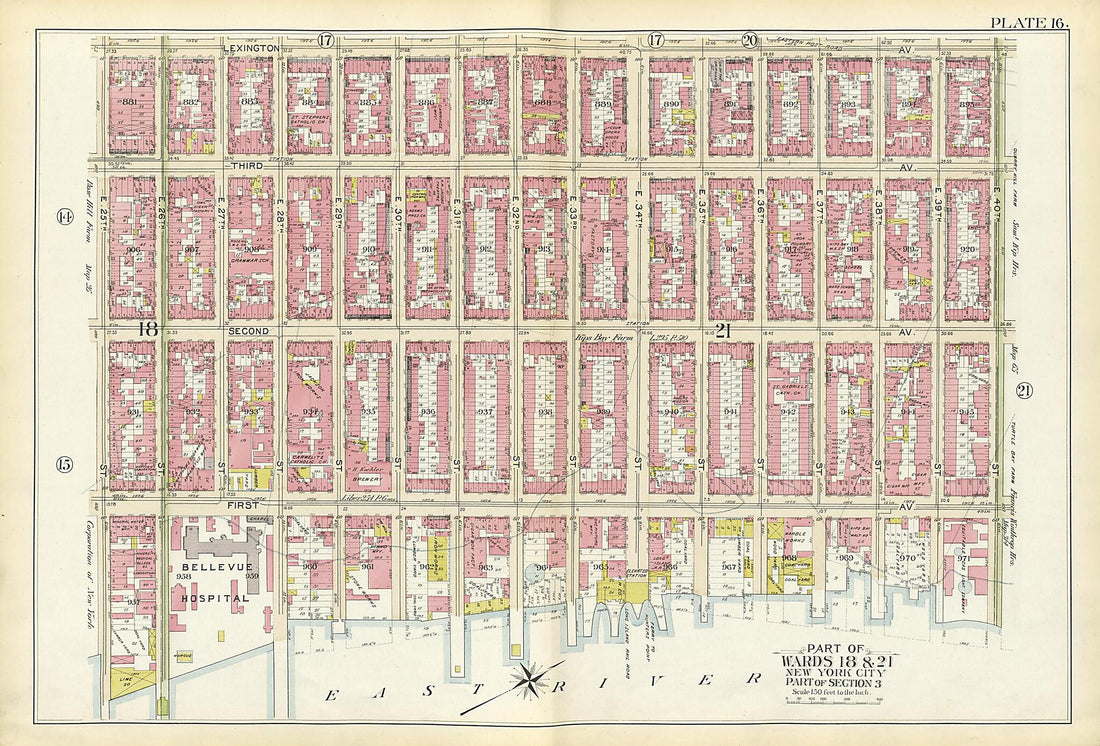 This old map of Part of Wards 18 & 21 from Atlas of the City of New York, Manhattan Island from 1894 was created by G.W. Bromley & Co in 1894