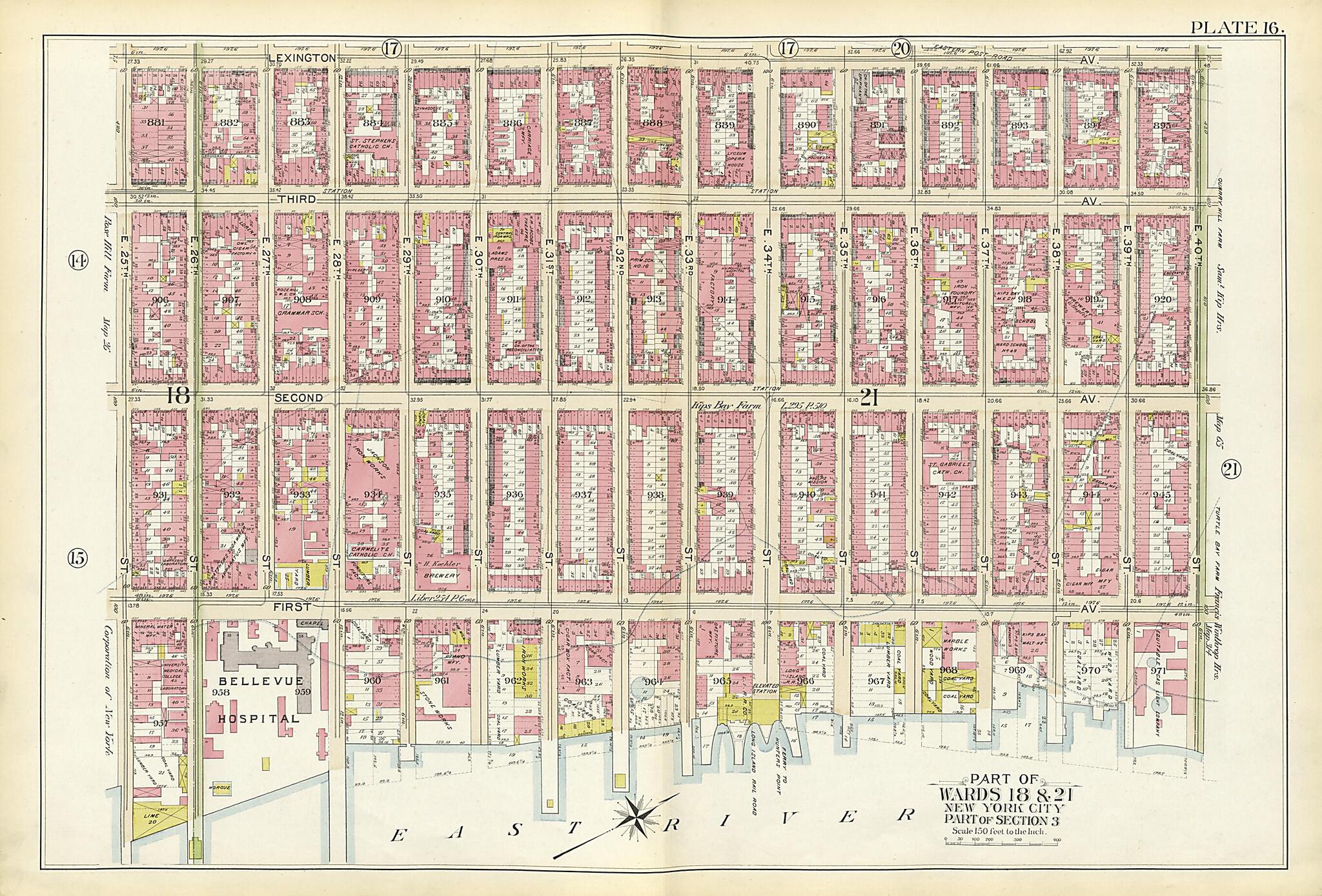 This old map of Part of Wards 18 & 21 from Atlas of the City of New York, Manhattan Island from 1894 was created by G.W. Bromley & Co in 1894