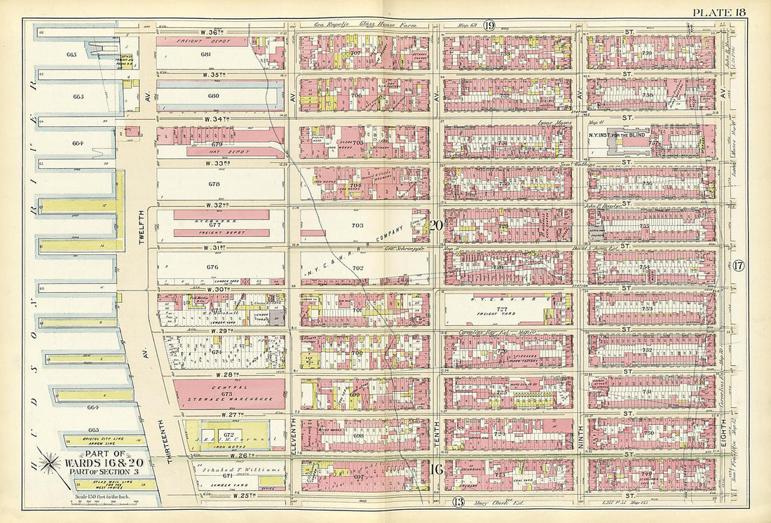 This old map of Part of Wards 16 & 20 from Atlas of the City of New York, Manhattan Island from 1894 was created by G.W. Bromley & Co in 1894