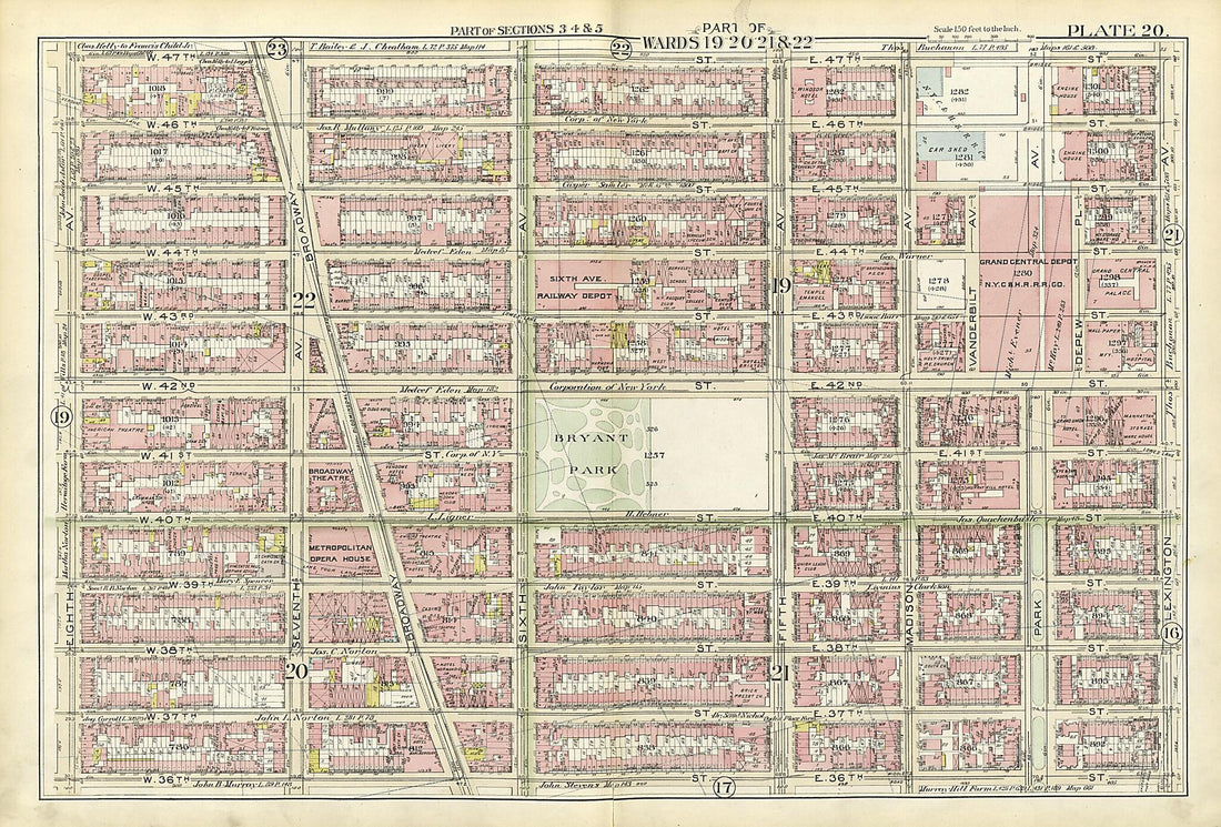This old map of Part of Wards 19, 20, 21 & 22 from Atlas of the City of New York, Manhattan Island from 1894 was created by G.W. Bromley & Co in 1894