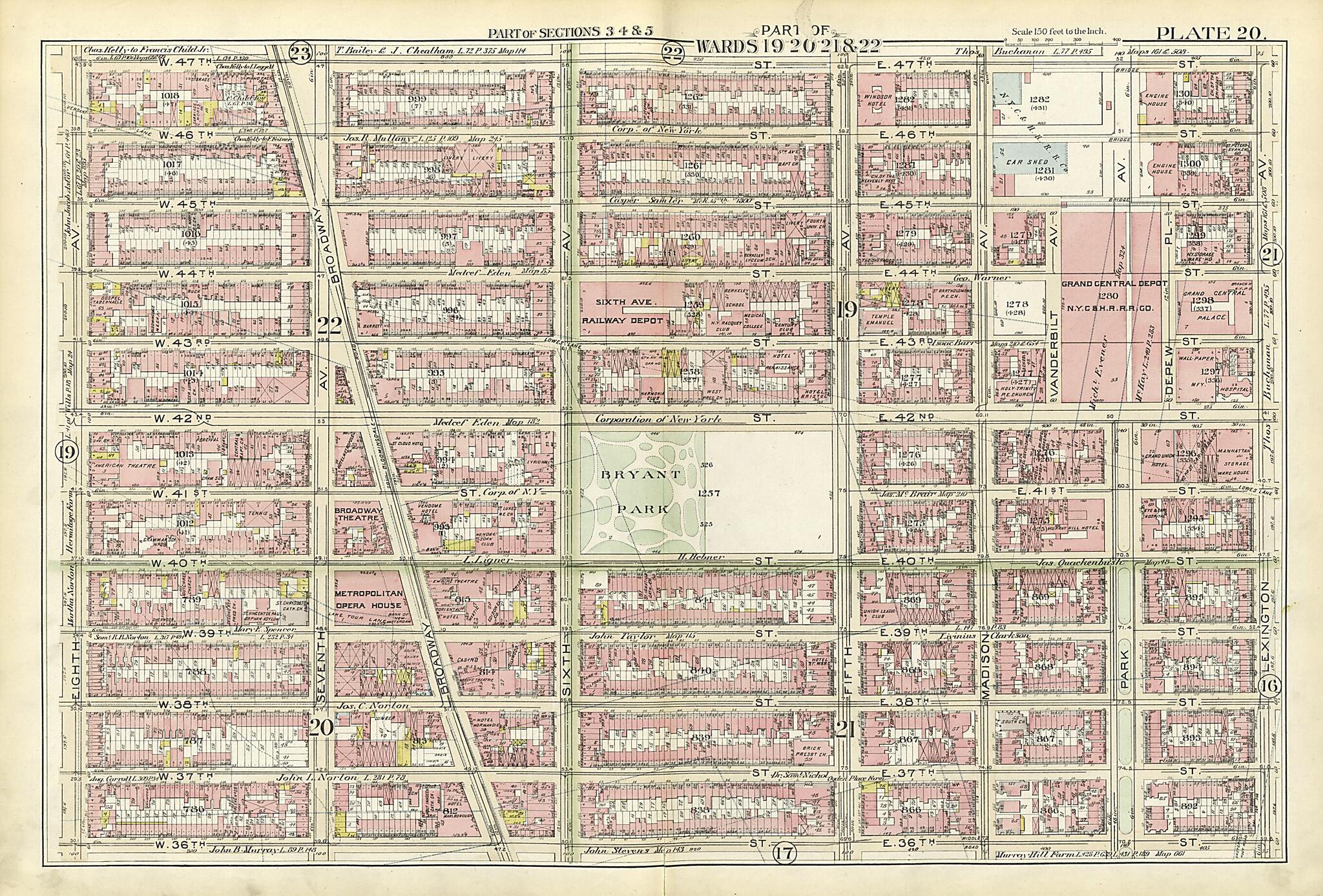This old map of Part of Wards 19, 20, 21 & 22 from Atlas of the City of New York, Manhattan Island from 1894 was created by G.W. Bromley & Co in 1894