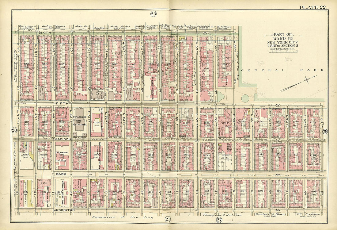 This old map of Part of Ward 19 (part of Section 3) from Atlas of the City of New York, Manhattan Island from 1894 was created by G.W. Bromley & Co in 1894