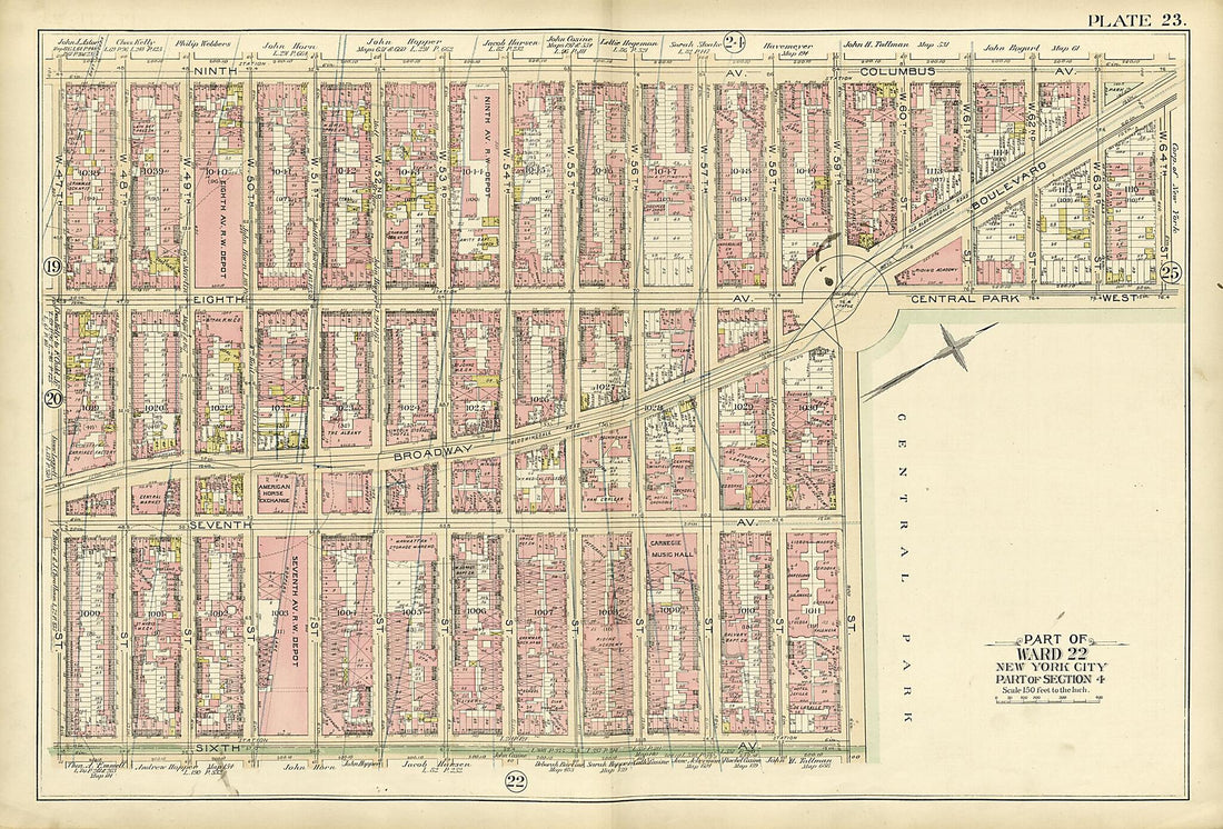 This old map of Part of Ward 22 from Atlas of the City of New York, Manhattan Island from 1894 was created by G.W. Bromley & Co in 1894