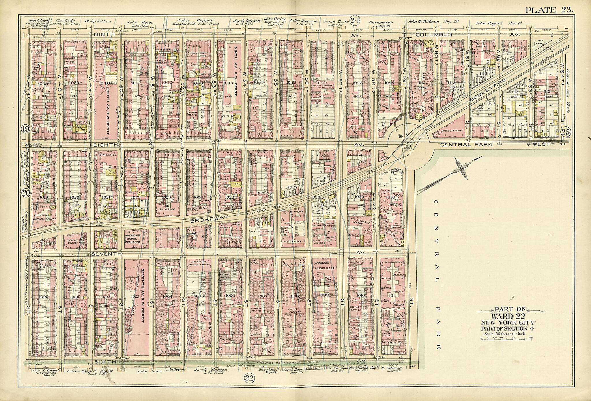 This old map of Part of Ward 22 from Atlas of the City of New York, Manhattan Island from 1894 was created by G.W. Bromley & Co in 1894