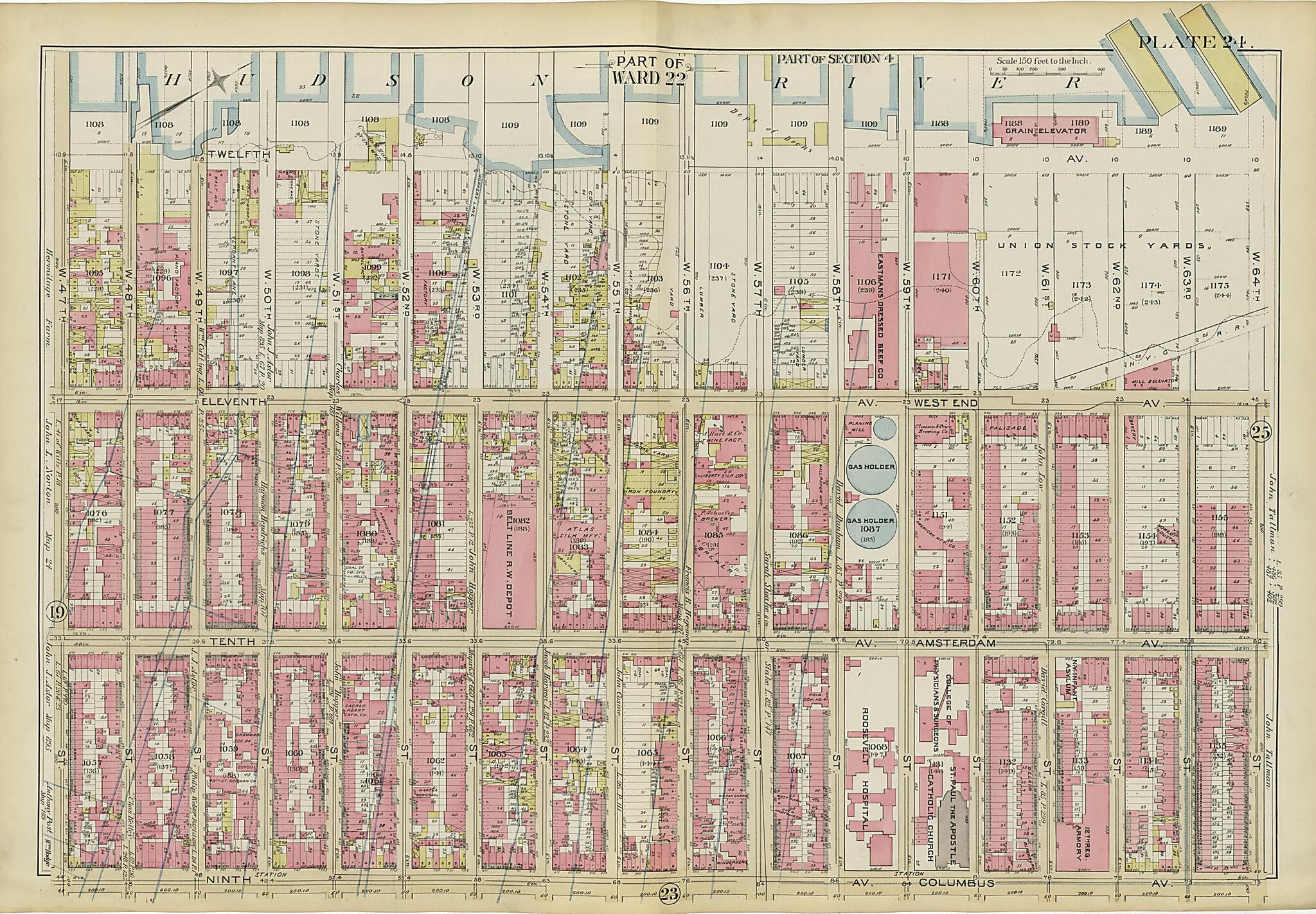 This old map of Part of Ward 22 from Atlas of the City of New York, Manhattan Island from 1894 was created by G.W. Bromley & Co in 1894