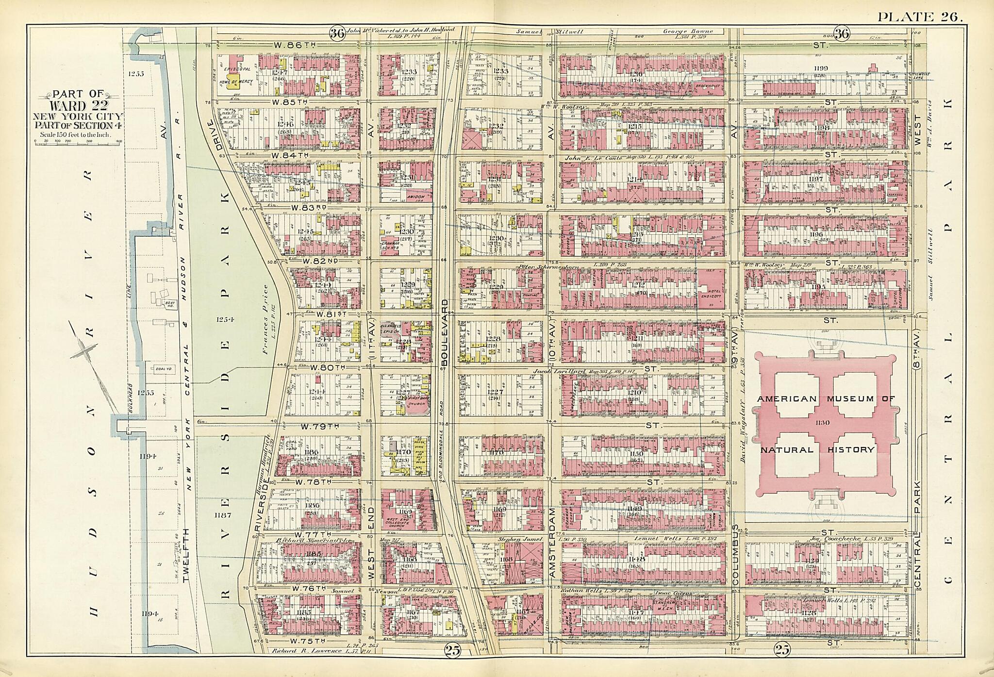 This old map of Part of Ward 22 from Atlas of the City of New York, Manhattan Island from 1894 was created by G.W. Bromley & Co in 1894
