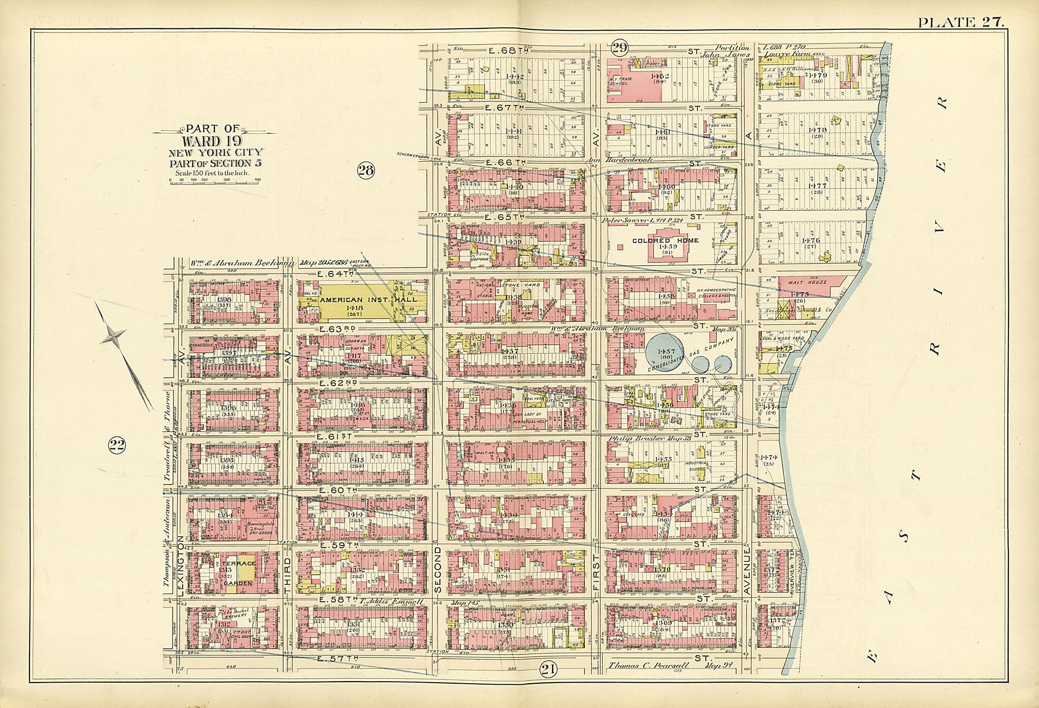 This old map of Part of Ward 19 (part of Section 3) from Atlas of the City of New York, Manhattan Island from 1894 was created by G.W. Bromley & Co in 1894