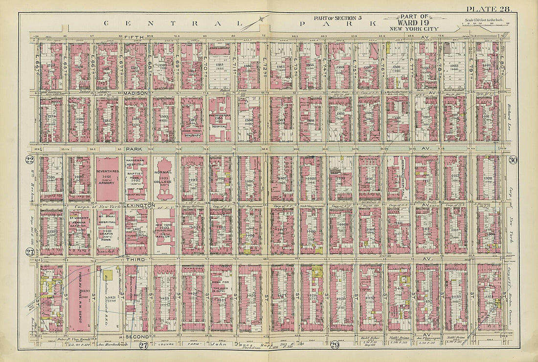 This old map of Part of Ward 19 (part of Section 5) from Atlas of the City of New York, Manhattan Island from 1894 was created by G.W. Bromley & Co in 1894