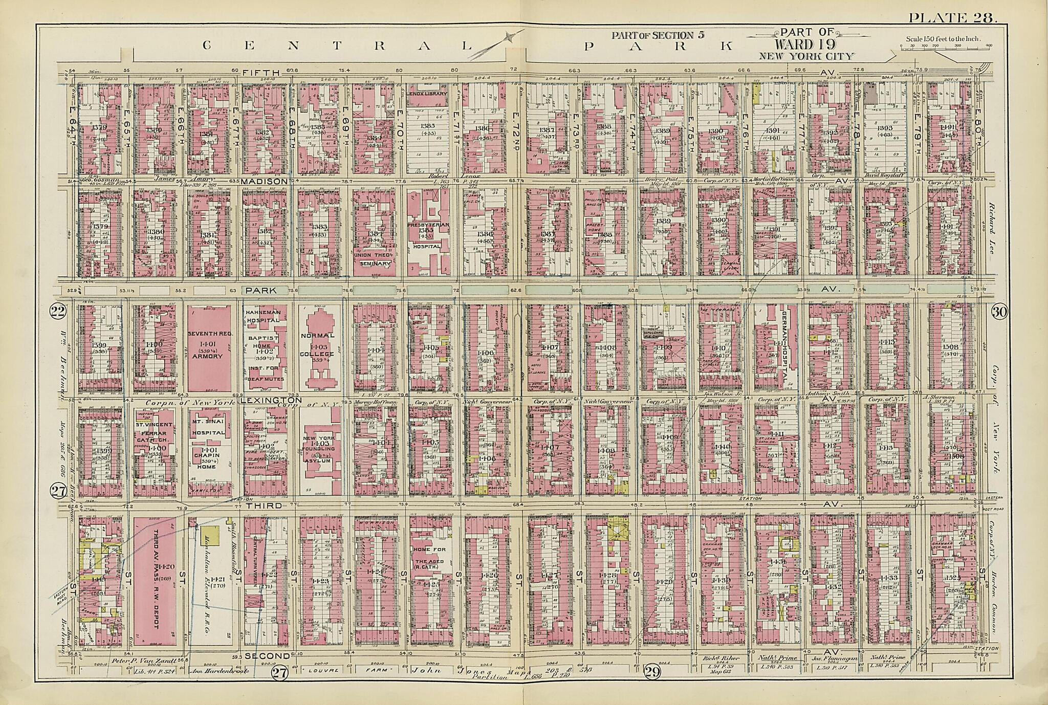 This old map of Part of Ward 19 (part of Section 5) from Atlas of the City of New York, Manhattan Island from 1894 was created by G.W. Bromley & Co in 1894