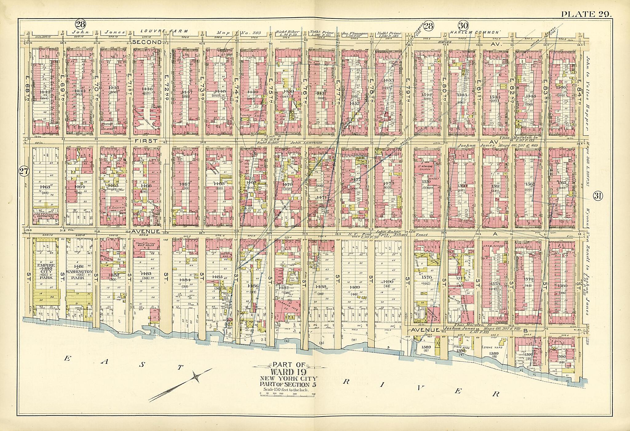 This old map of Part of Ward 19 (part of Section 5) from Atlas of the City of New York, Manhattan Island from 1894 was created by G.W. Bromley & Co in 1894