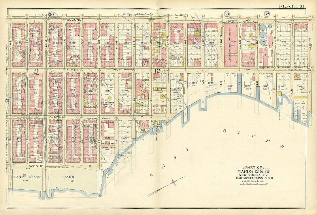 This old map of Part of Wards 12 & 19 Ipart of Sections 5 & 6) from Atlas of the City of New York, Manhattan Island from 1894 was created by G.W. Bromley & Co in 1894