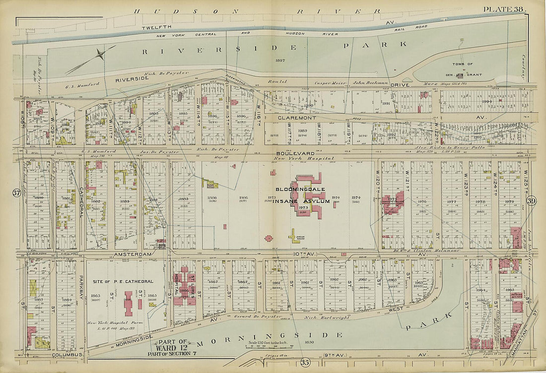 This old map of Part of Ward 12 (part of Section 7) from Atlas of the City of New York, Manhattan Island from 1894 was created by G.W. Bromley & Co in 1894