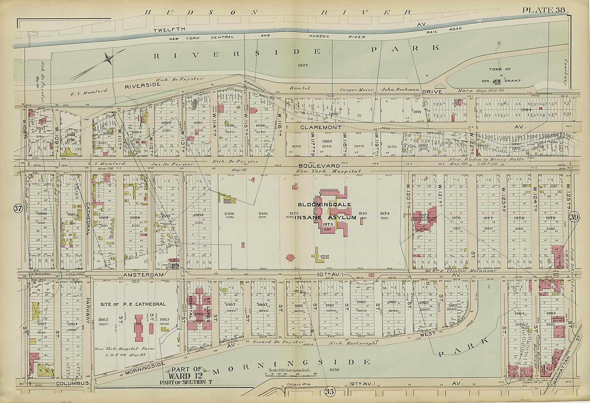 This old map of Part of Ward 12 (part of Section 7) from Atlas of the City of New York, Manhattan Island from 1894 was created by G.W. Bromley & Co in 1894