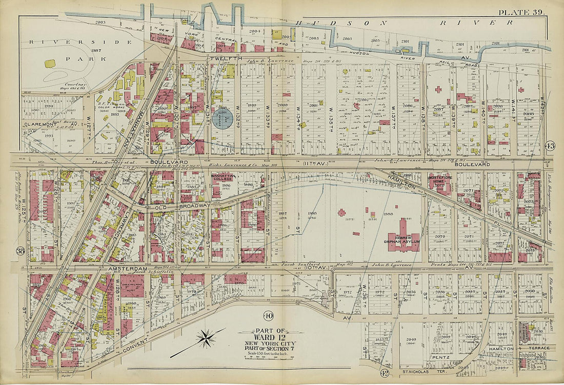 This old map of Part of Ward 12 (part of Section 7) from Atlas of the City of New York, Manhattan Island from 1894 was created by G.W. Bromley & Co in 1894