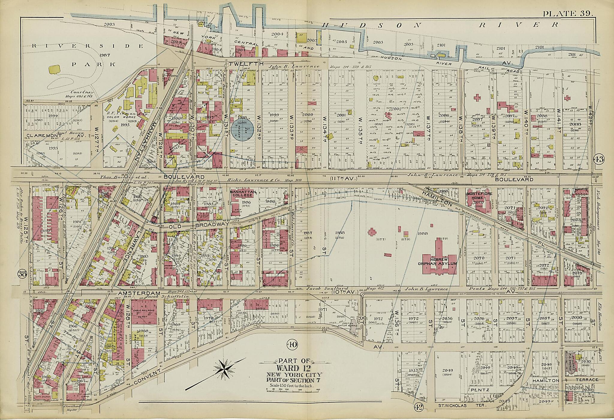 This old map of Part of Ward 12 (part of Section 7) from Atlas of the City of New York, Manhattan Island from 1894 was created by G.W. Bromley & Co in 1894