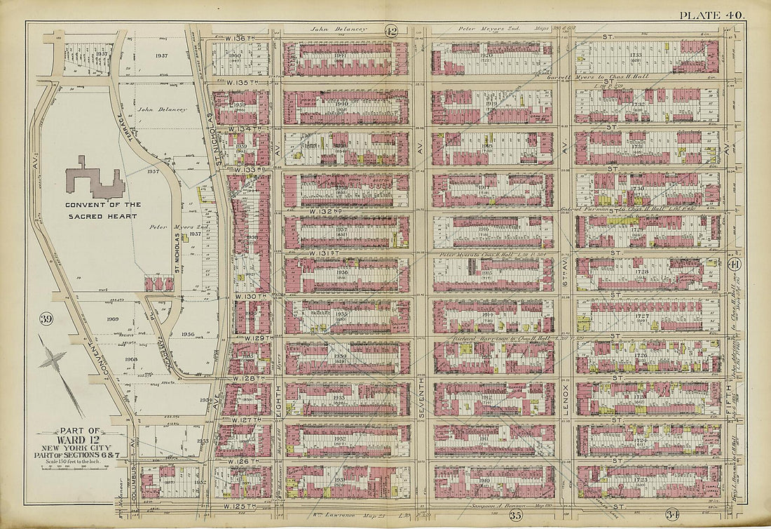 This old map of Part of Ward 12 (part of Sections 6 & 7) from Atlas of the City of New York, Manhattan Island from 1894 was created by G.W. Bromley & Co in 1894
