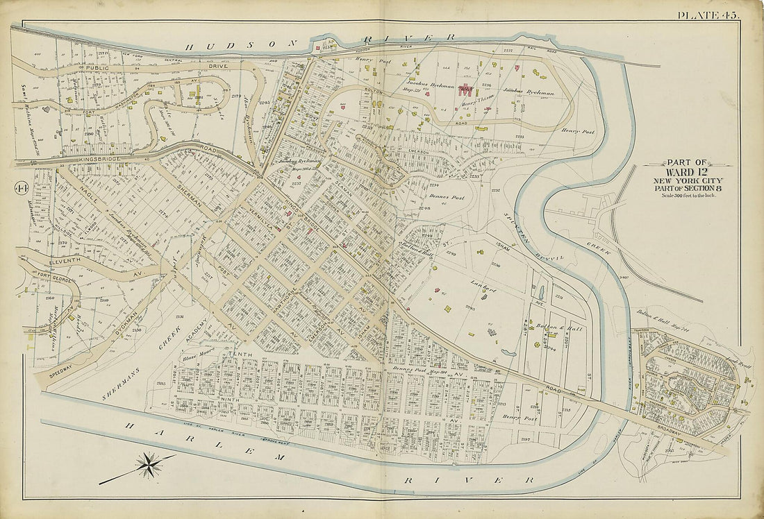This old map of Part of Ward 12 (part of Section 8) from Atlas of the City of New York, Manhattan Island from 1894 was created by G.W. Bromley & Co in 1894