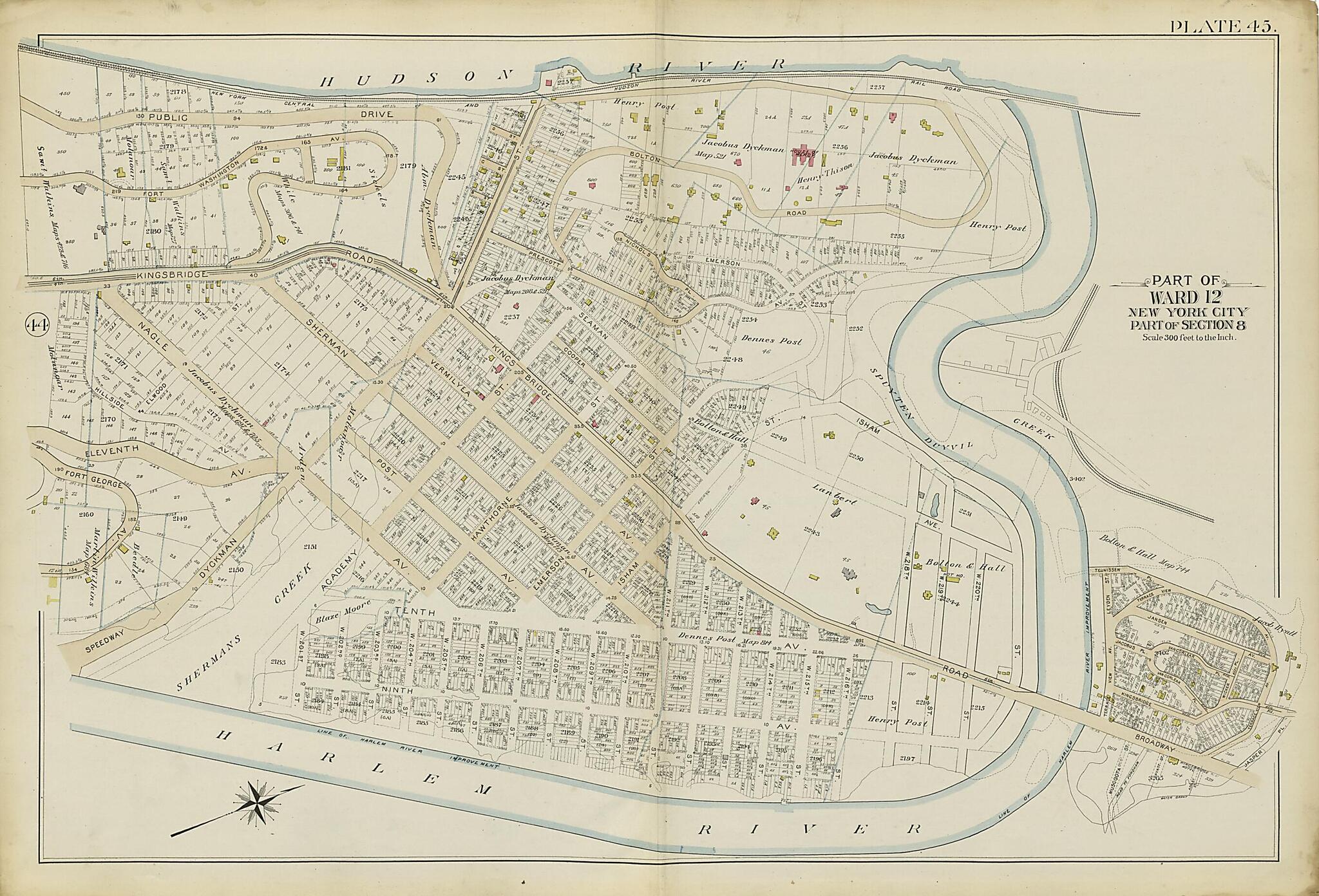 This old map of Part of Ward 12 (part of Section 8) from Atlas of the City of New York, Manhattan Island from 1894 was created by G.W. Bromley & Co in 1894