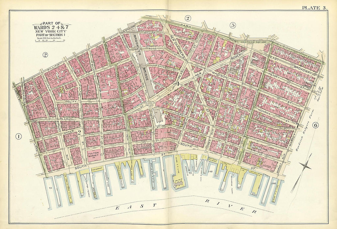 This old map of Part of Wards 2, 4 & 7 from Atlas of the City of New York, Manhattan Island from 1894 was created by G.W. Bromley & Co in 1894
