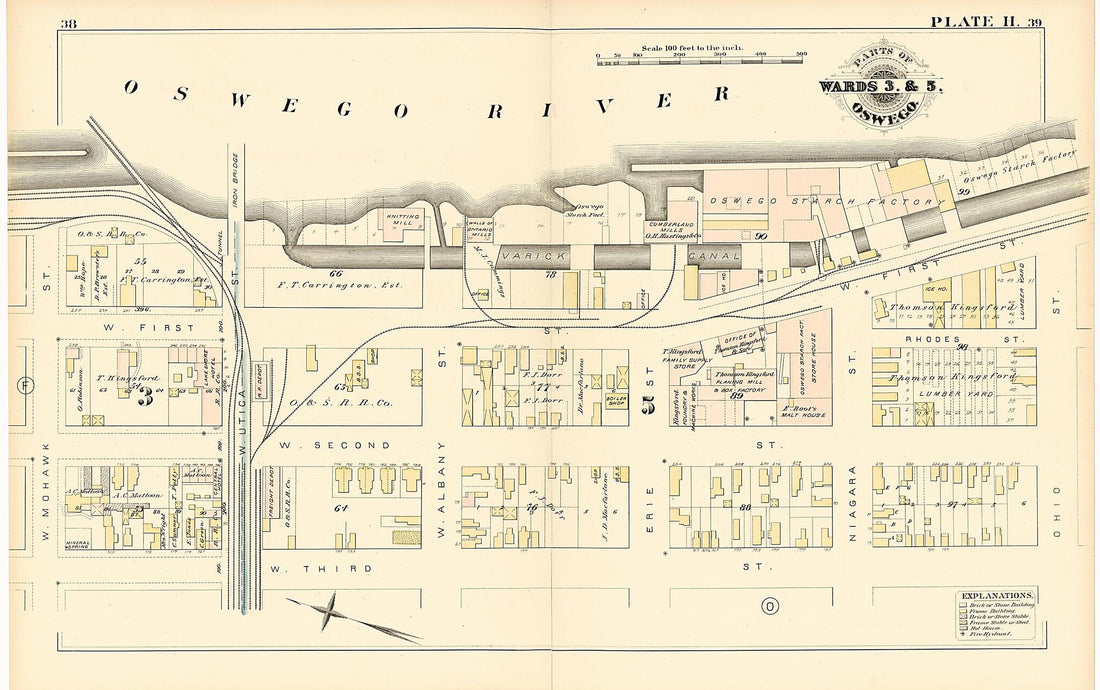 This old map of Part of Wards 3 & 5. Oswego. Plate H. from Atlas of the City of Oswego N.Y. from 1880 was created by Griffith Morgan Hopkins in 1880