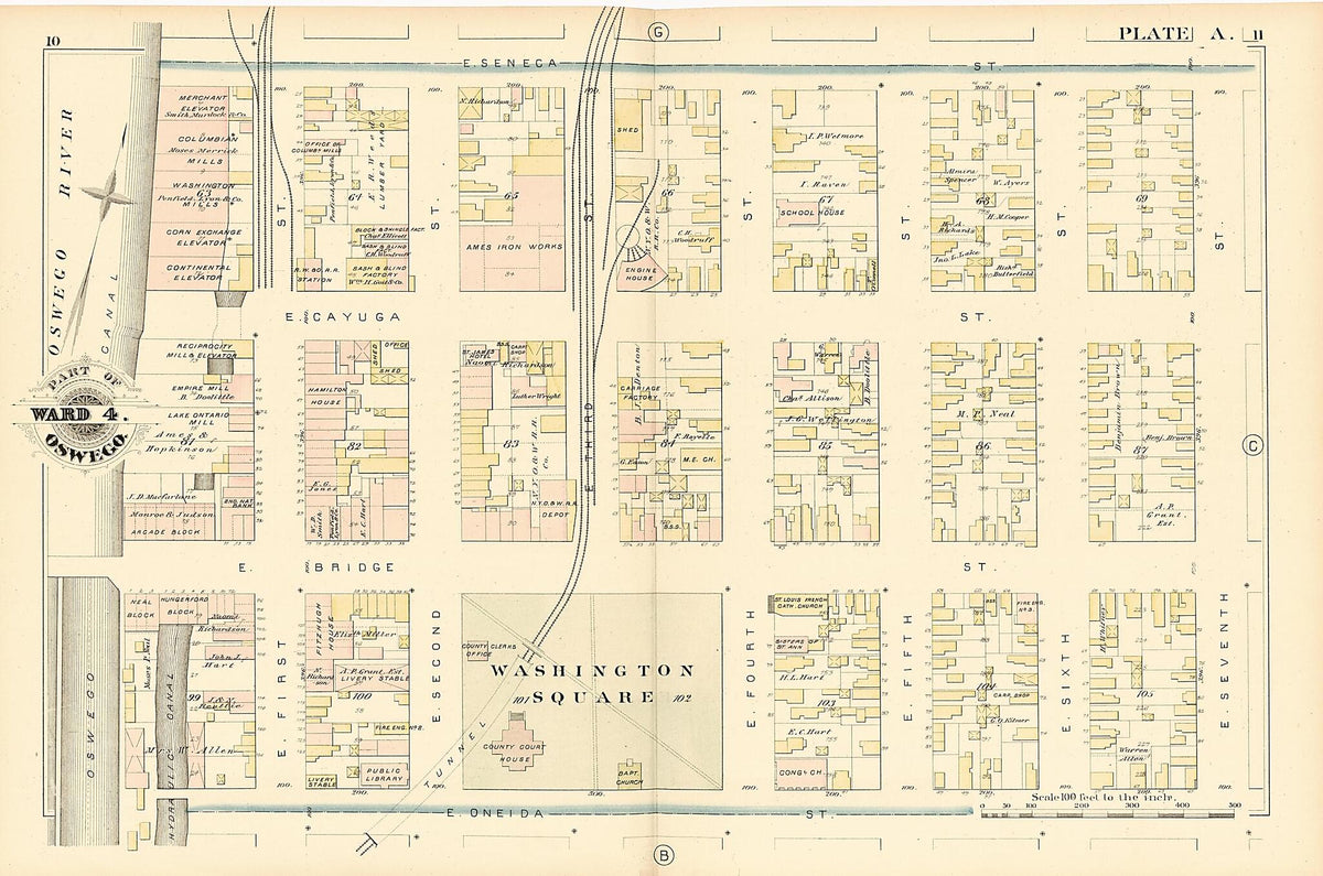 Part of Ward 4. Oswego. Plate A. from Atlas of the City of Oswego N.Y. 1880 by Relic Map Company