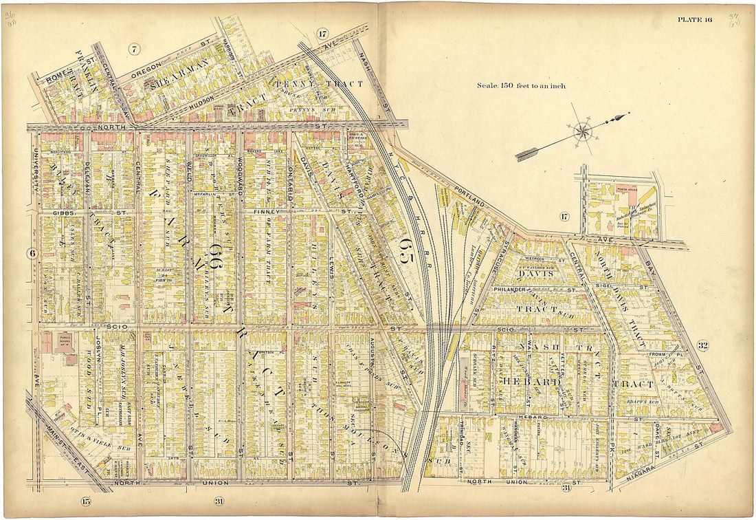 This old map of Plate 16 from Plat Book of the City of Rochester, New York from 1900 was created by J.M. Lathrop & Co in 1900