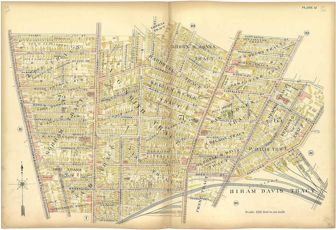 This old map of Plate 17 from Plat Book of the City of Rochester, New York from 1900 was created by J.M. Lathrop & Co in 1900