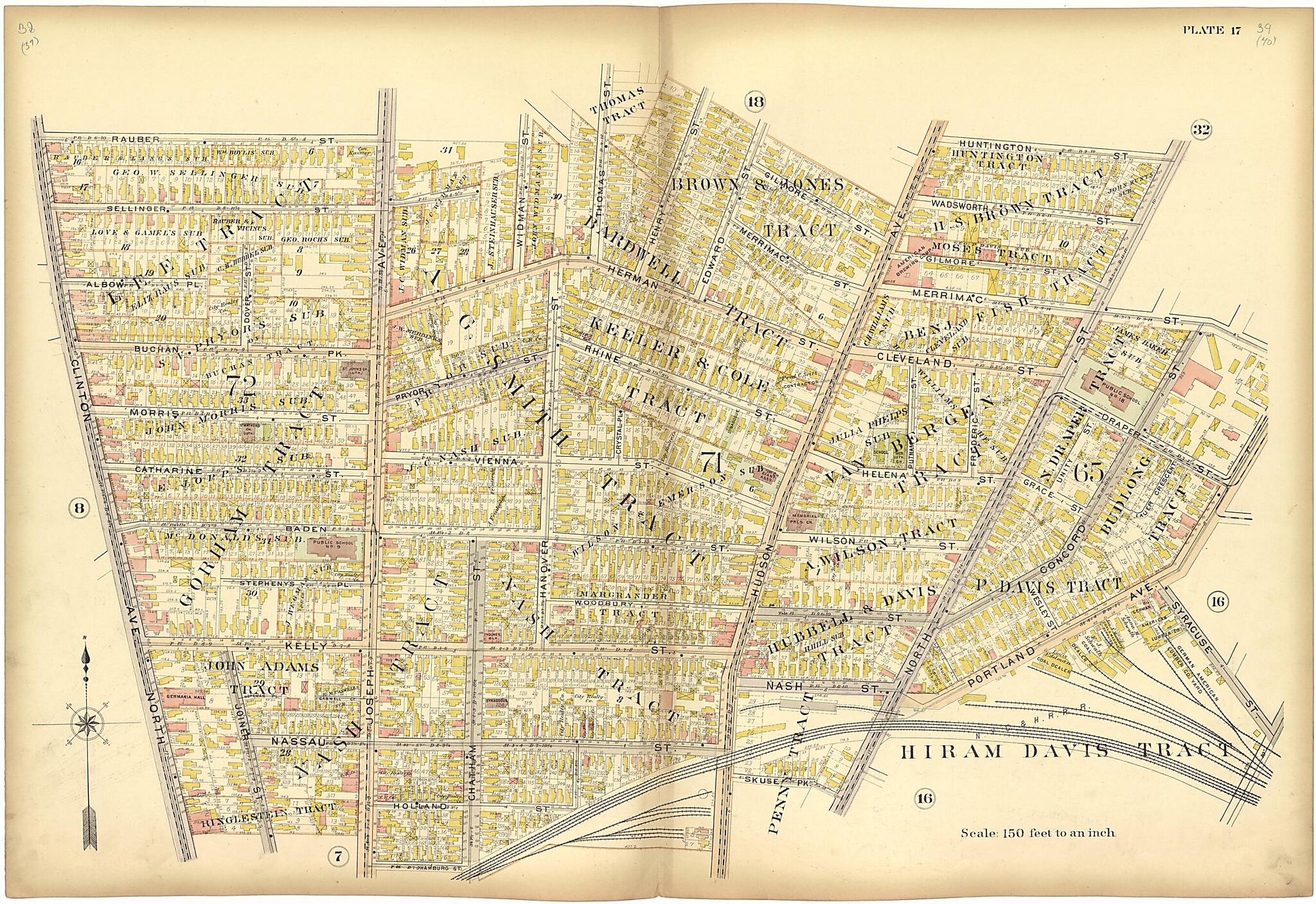 This old map of Plate 17 from Plat Book of the City of Rochester, New York from 1900 was created by J.M. Lathrop & Co in 1900