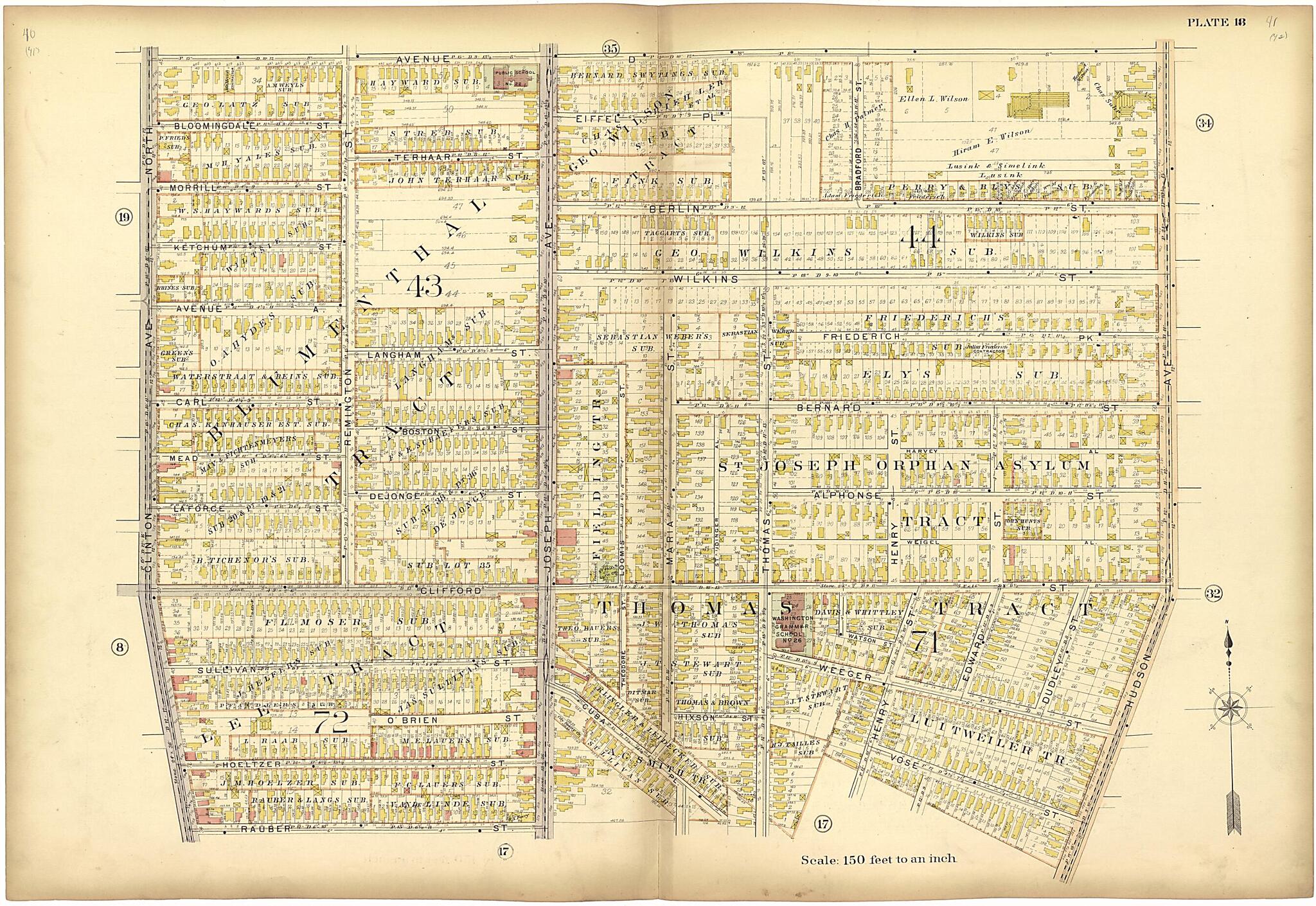 This old map of Plate 18 from Plat Book of the City of Rochester, New York from 1900 was created by J.M. Lathrop & Co in 1900