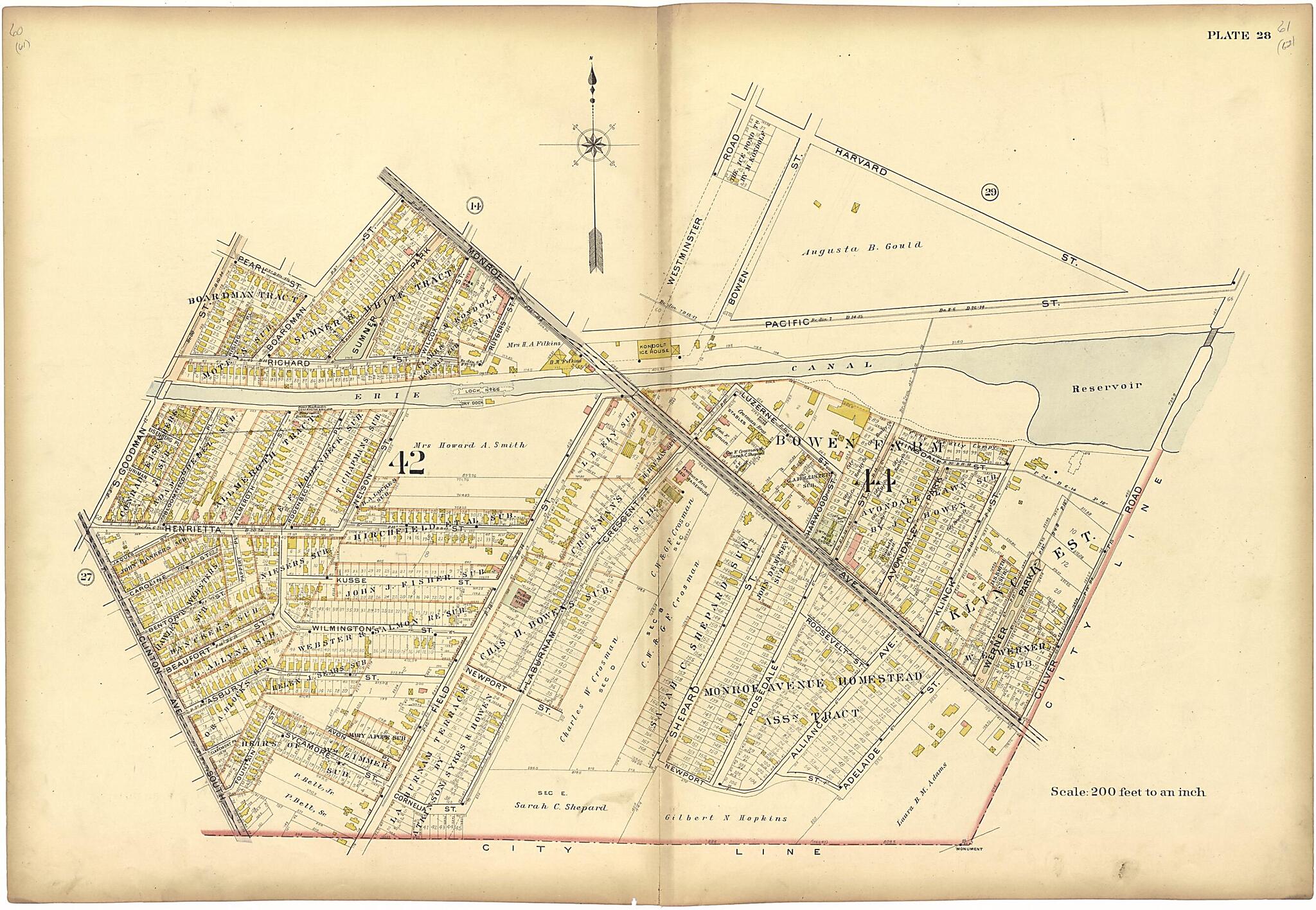 This old map of Plate 28 from Plat Book of the City of Rochester, New York from 1900 was created by J.M. Lathrop & Co in 1900