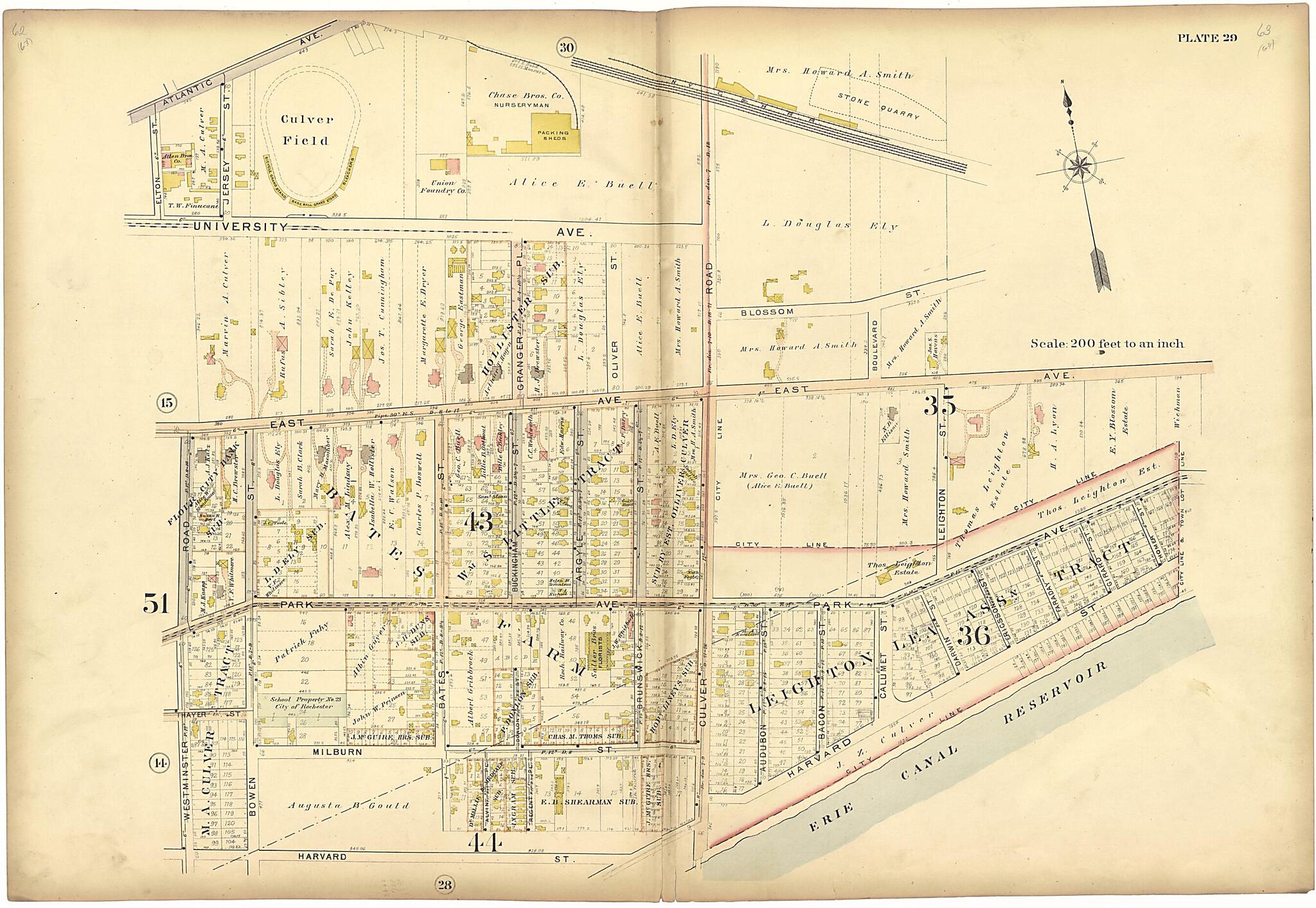 This old map of Plate 29 from Plat Book of the City of Rochester, New York from 1900 was created by J.M. Lathrop & Co in 1900