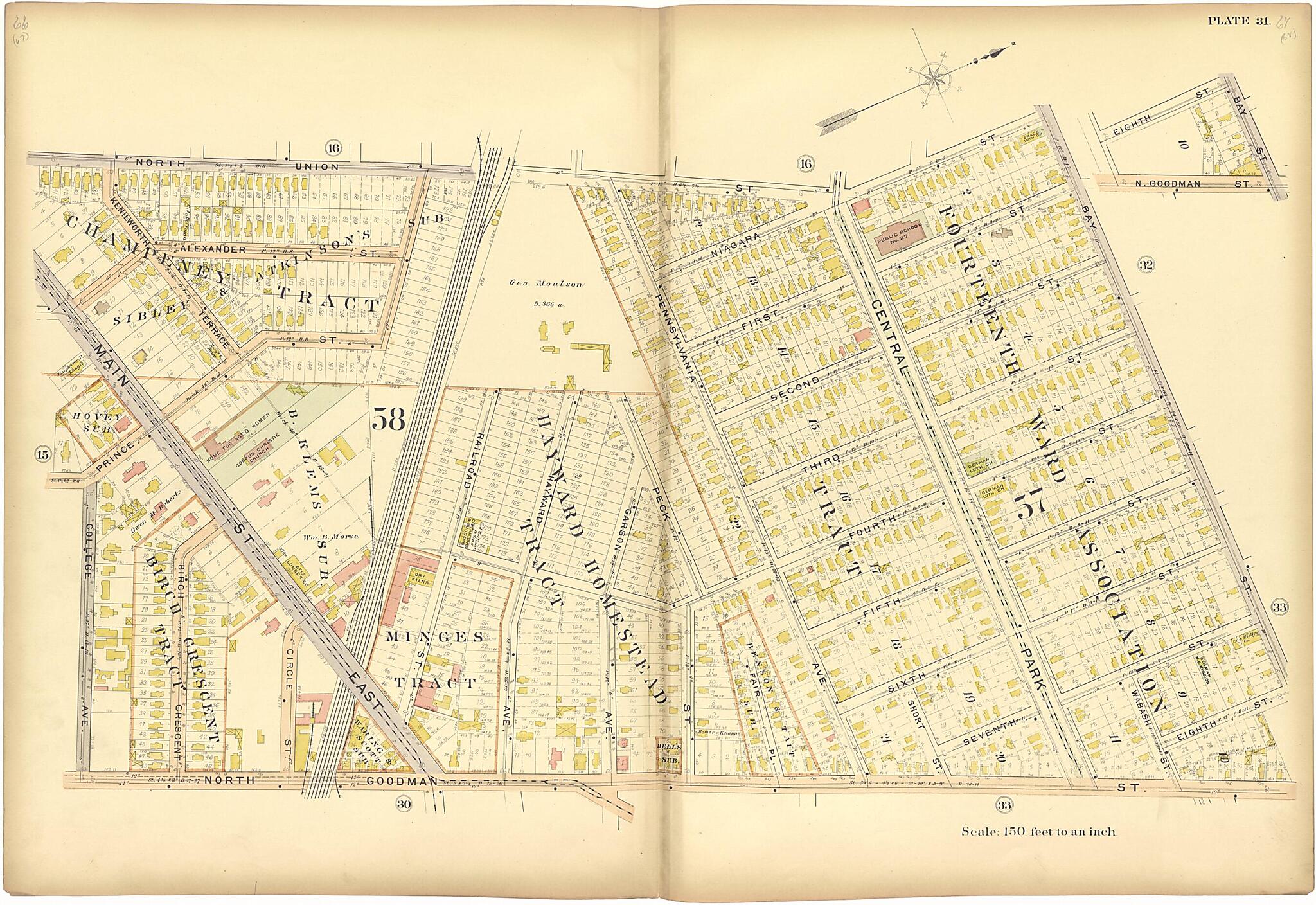 This old map of Plate 31 from Plat Book of the City of Rochester, New York from 1900 was created by J.M. Lathrop & Co in 1900