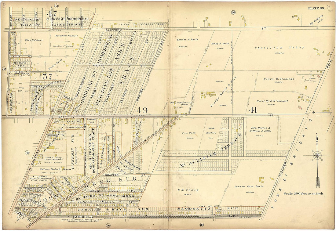 This old map of Plate 33 from Plat Book of the City of Rochester, New York from 1900 was created by J.M. Lathrop & Co in 1900